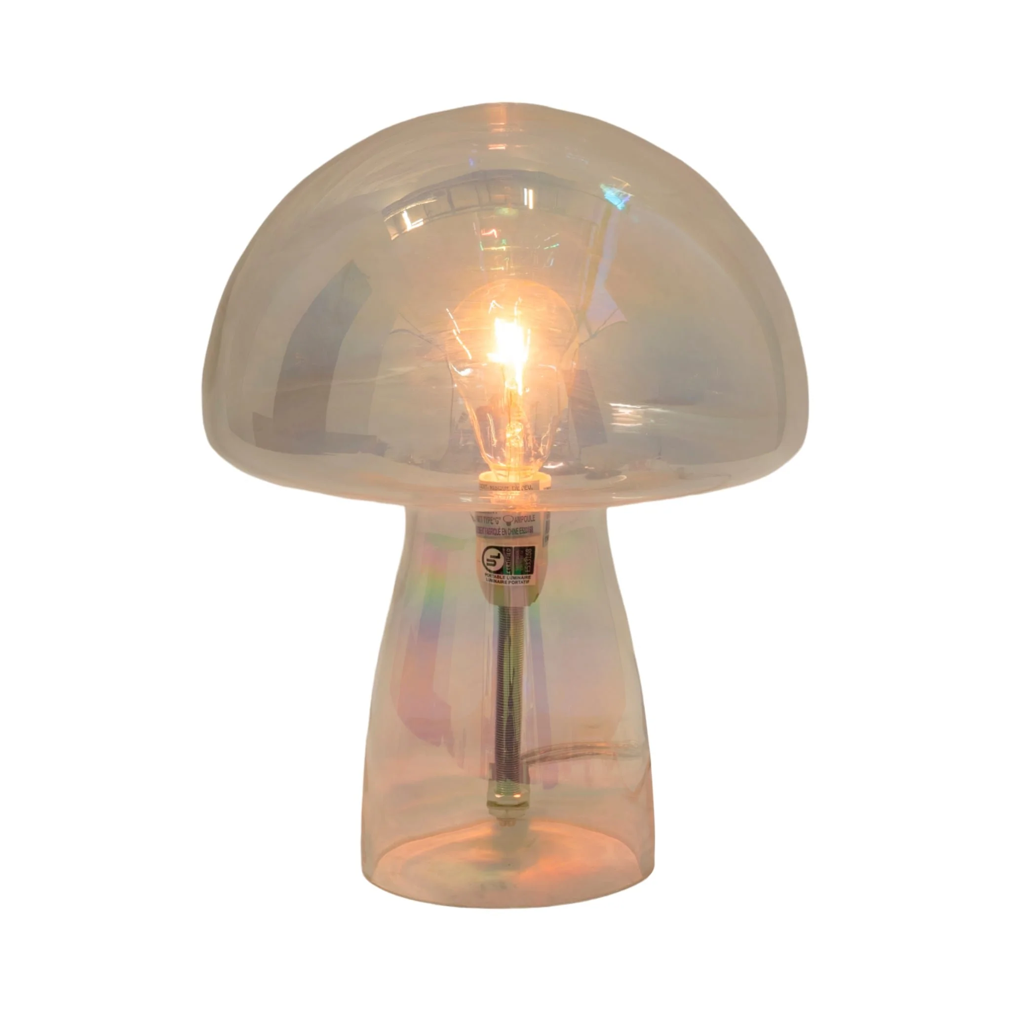 11" Luster Mushroom Lamp, Multi - Image 2
