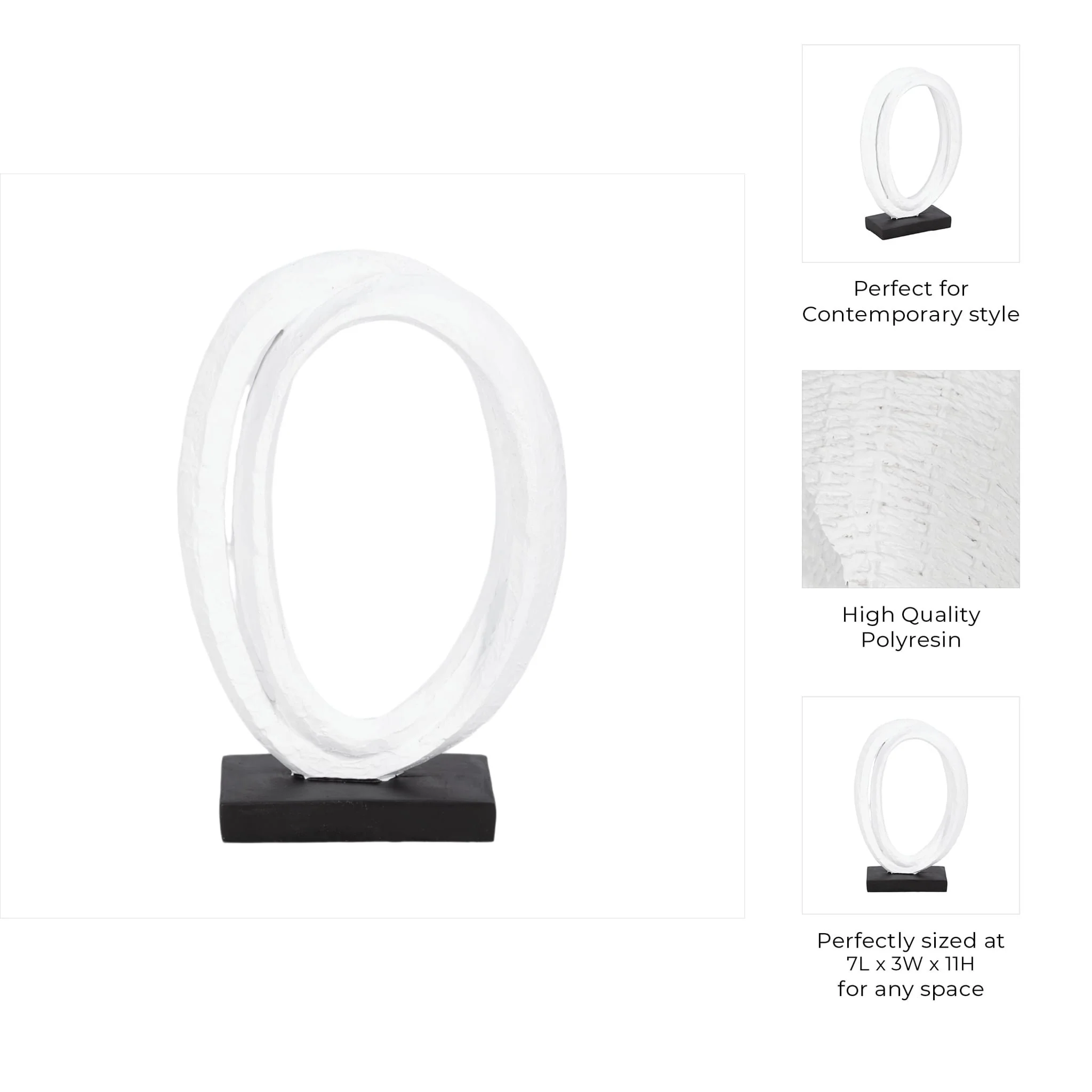 11" Oval Loops Sculpture Volcano Texture, White/bl - Image 9