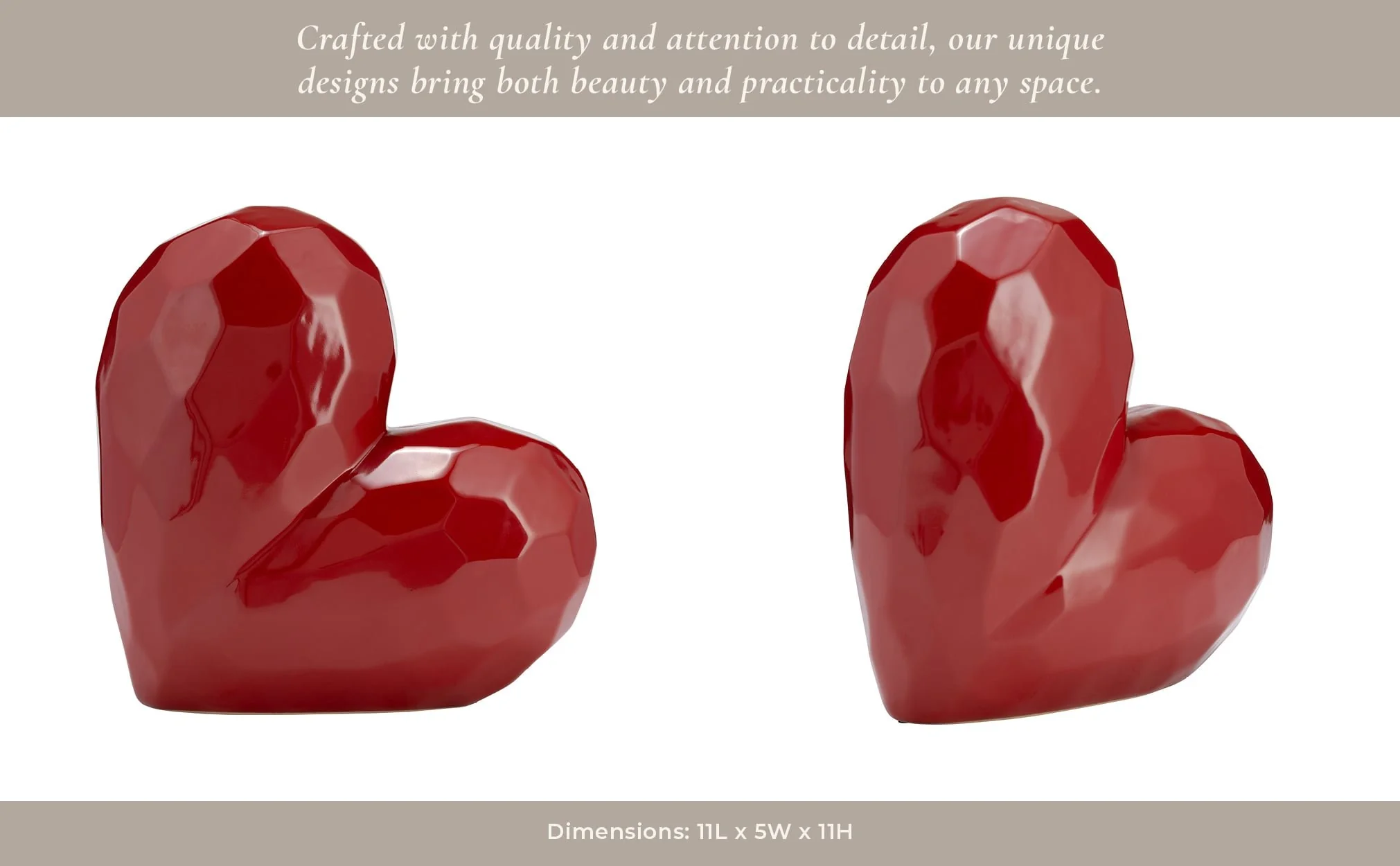 11" Red Heart Table Deco - Image 5