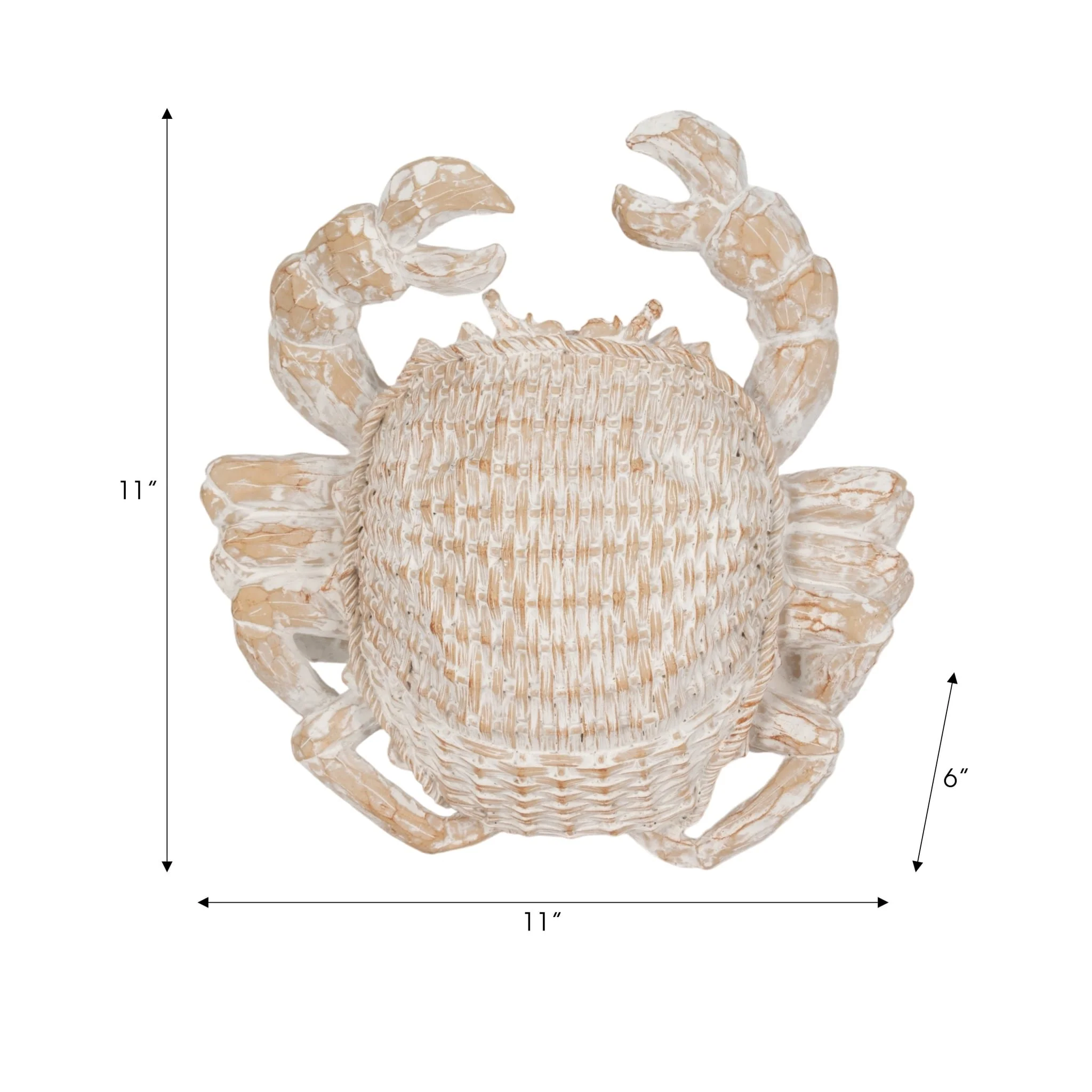 11" Resin Wicker Crab, White - Image 8