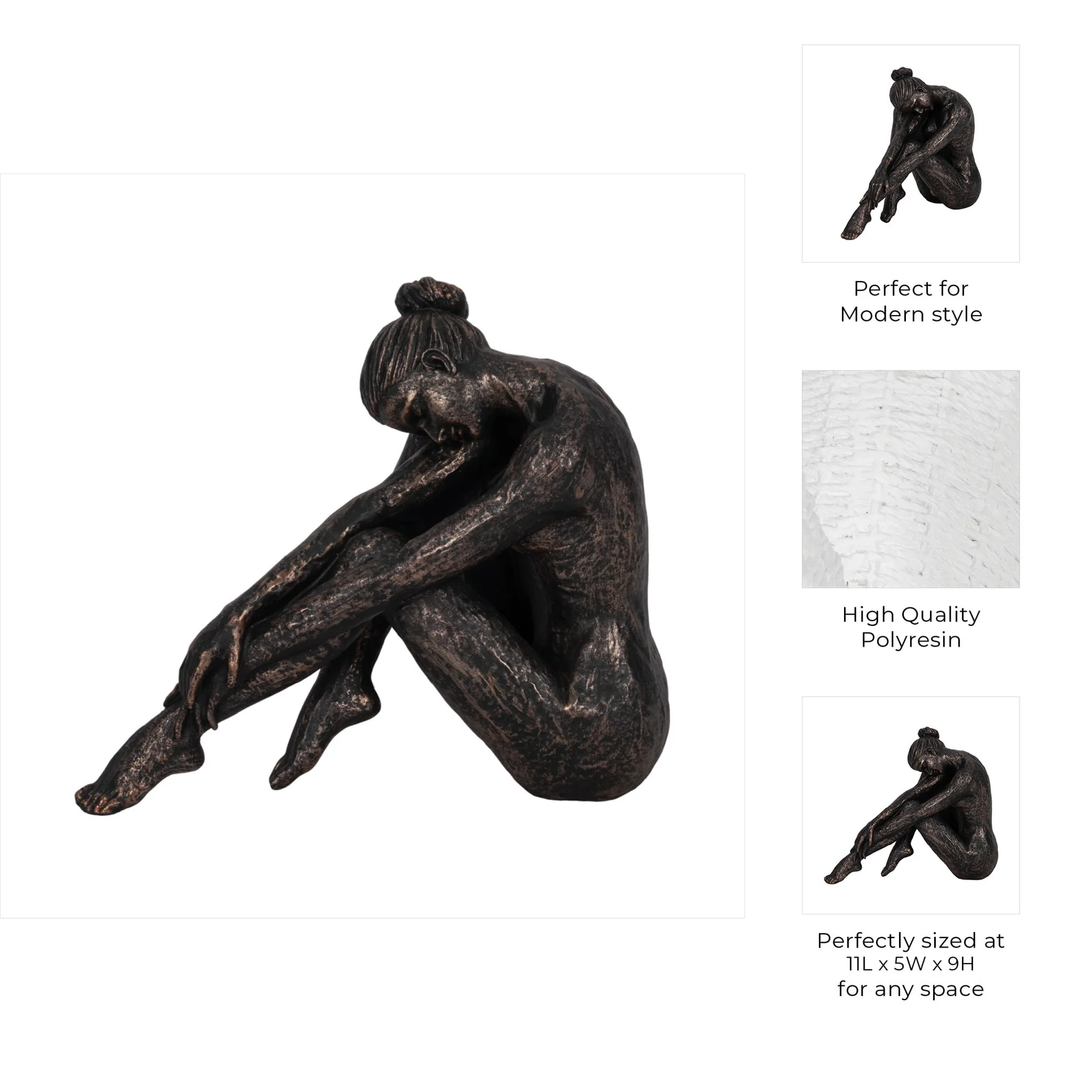 11" Resting Ballerina, Bronze - Image 10