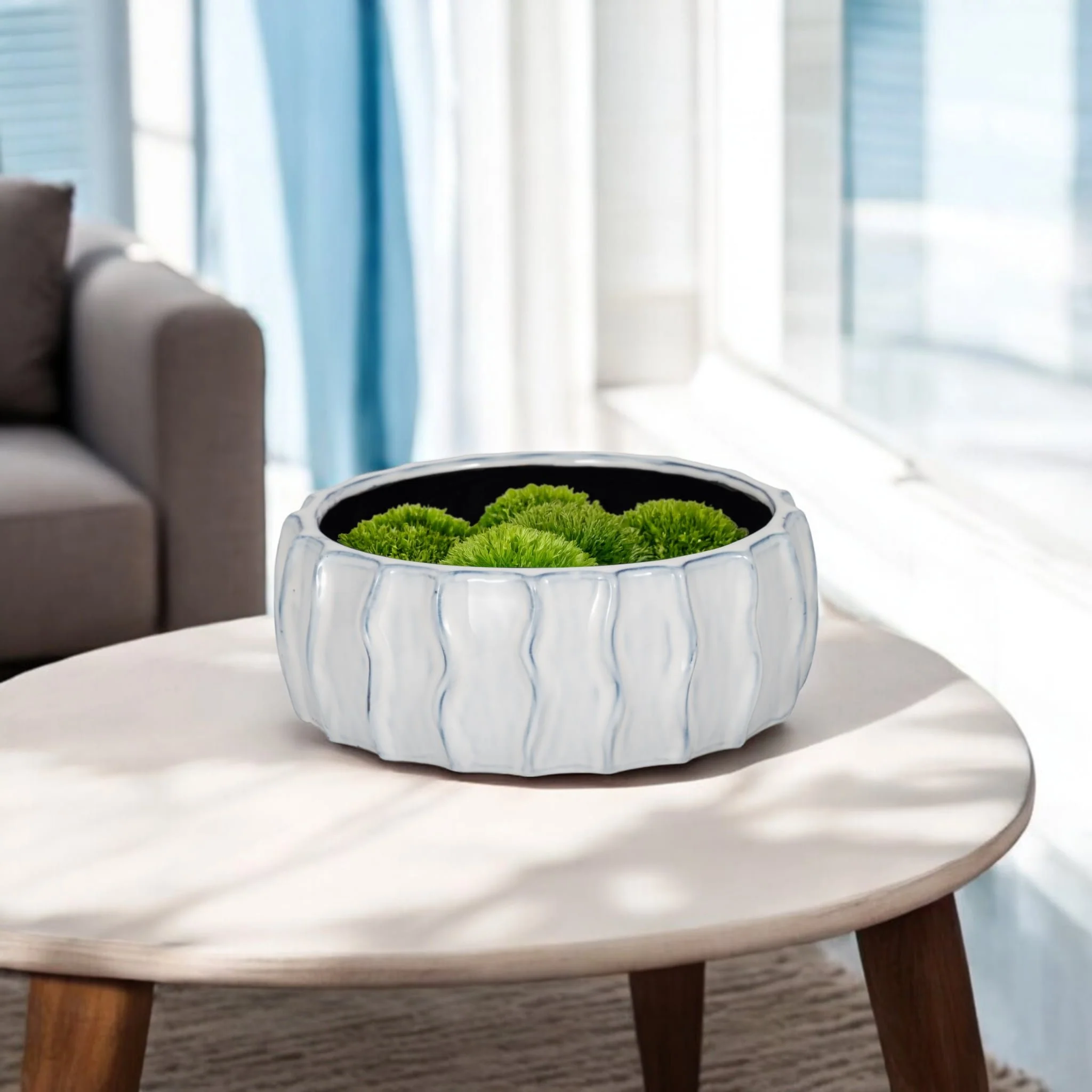 11" Sea Urchin Bowl, White/blue - Image 9