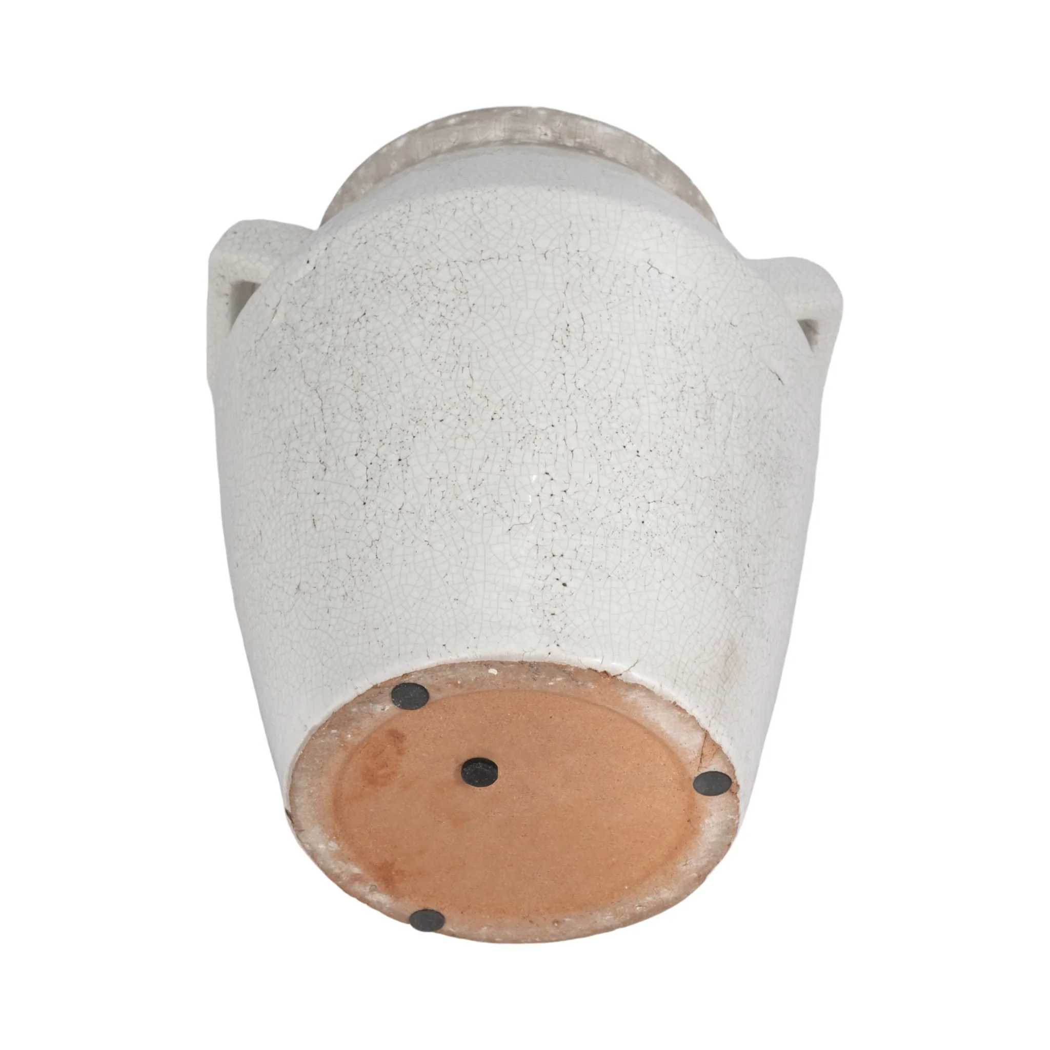 11" Squared Handle Crackle Vase, White - Image 7