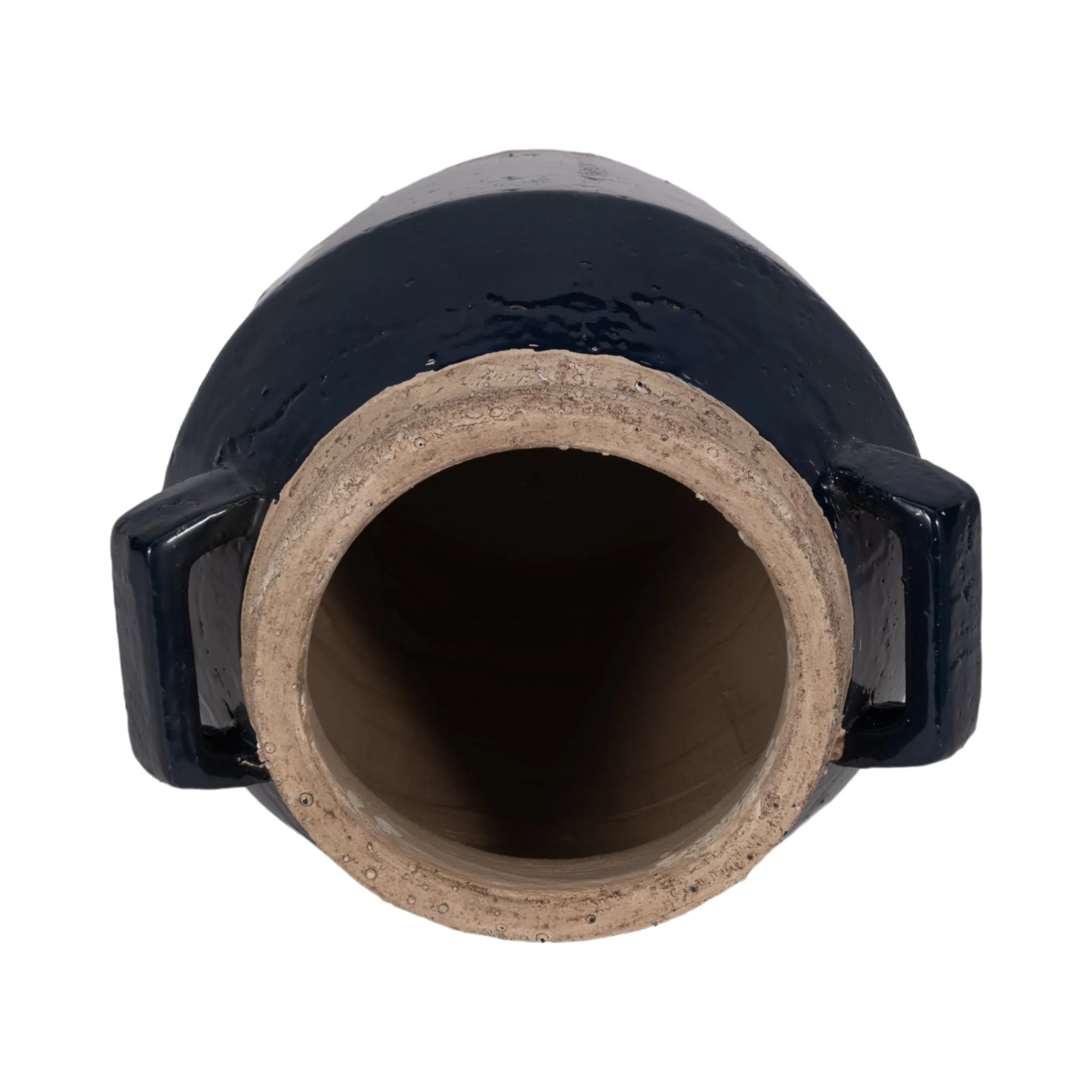 11" Squared Handle Vase, Navy/tan - Image 6