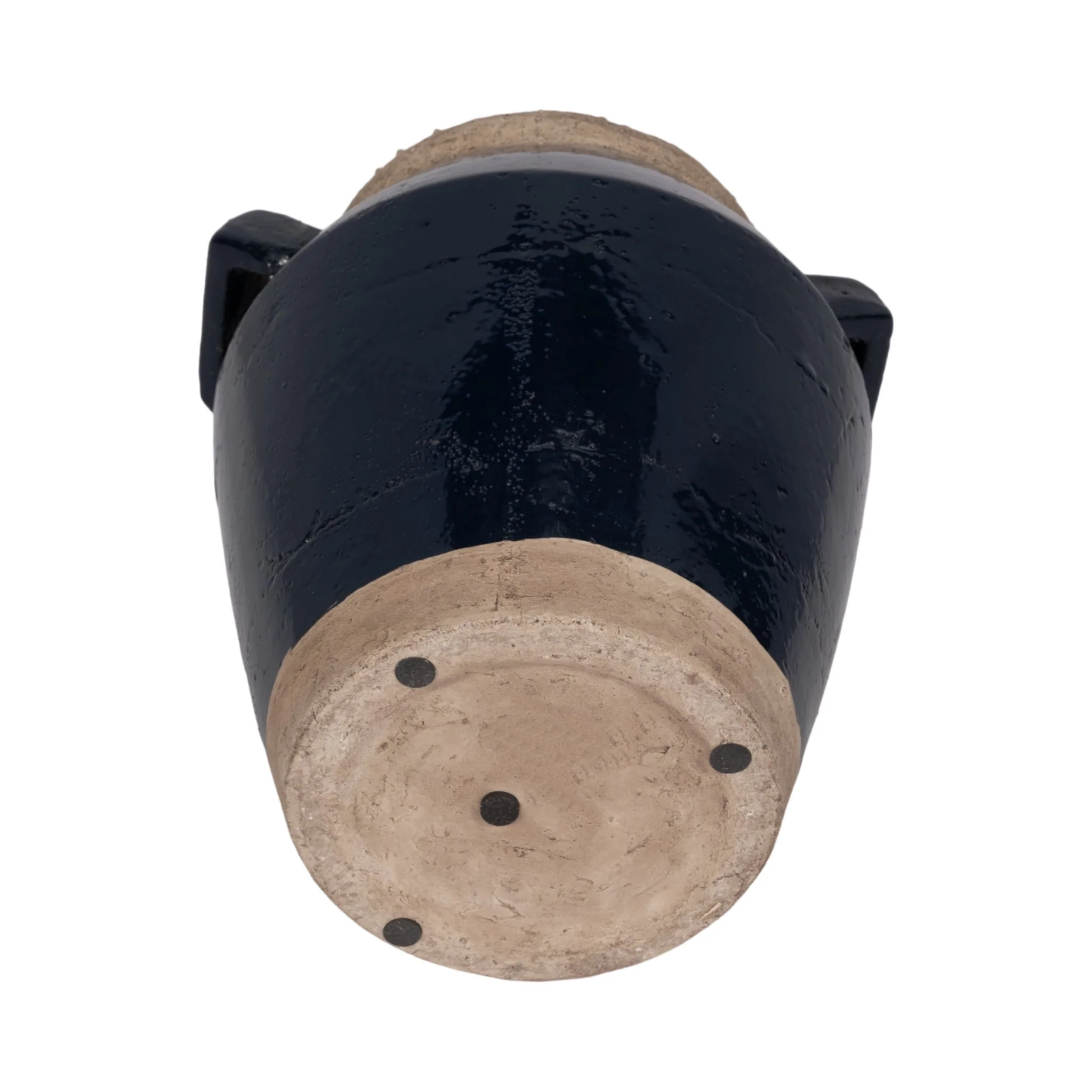 11" Squared Handle Vase, Navy/tan - Image 7