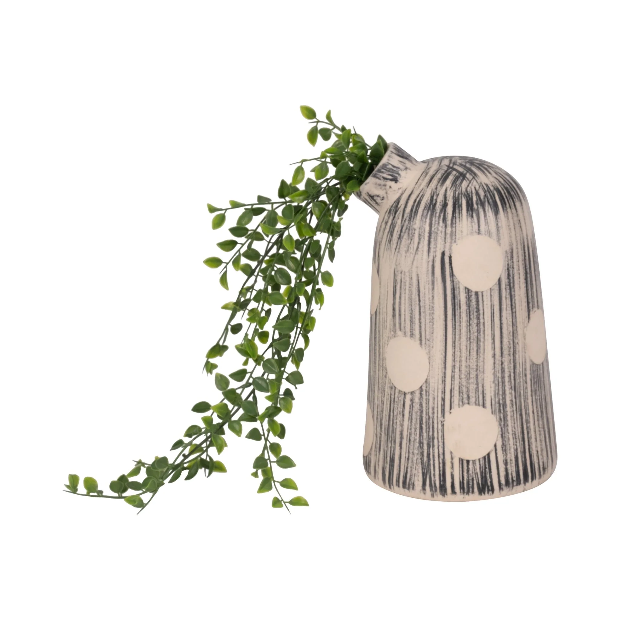 11" Striped Polka Dot Vase, Blue/ivory - Image 2
