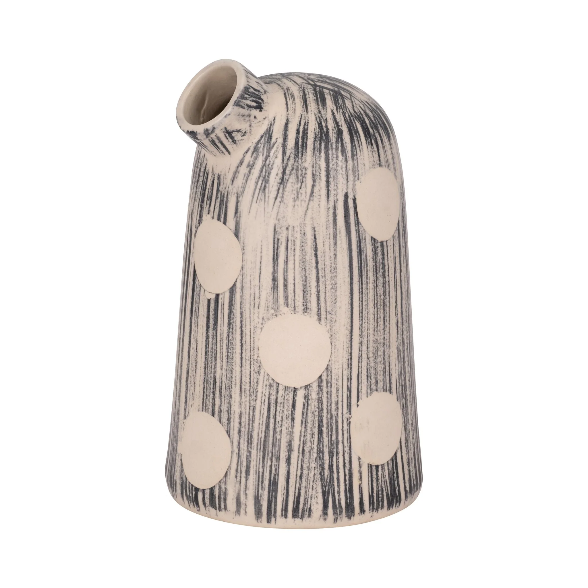 11" Striped Polka Dot Vase, Blue/ivory - Image 3