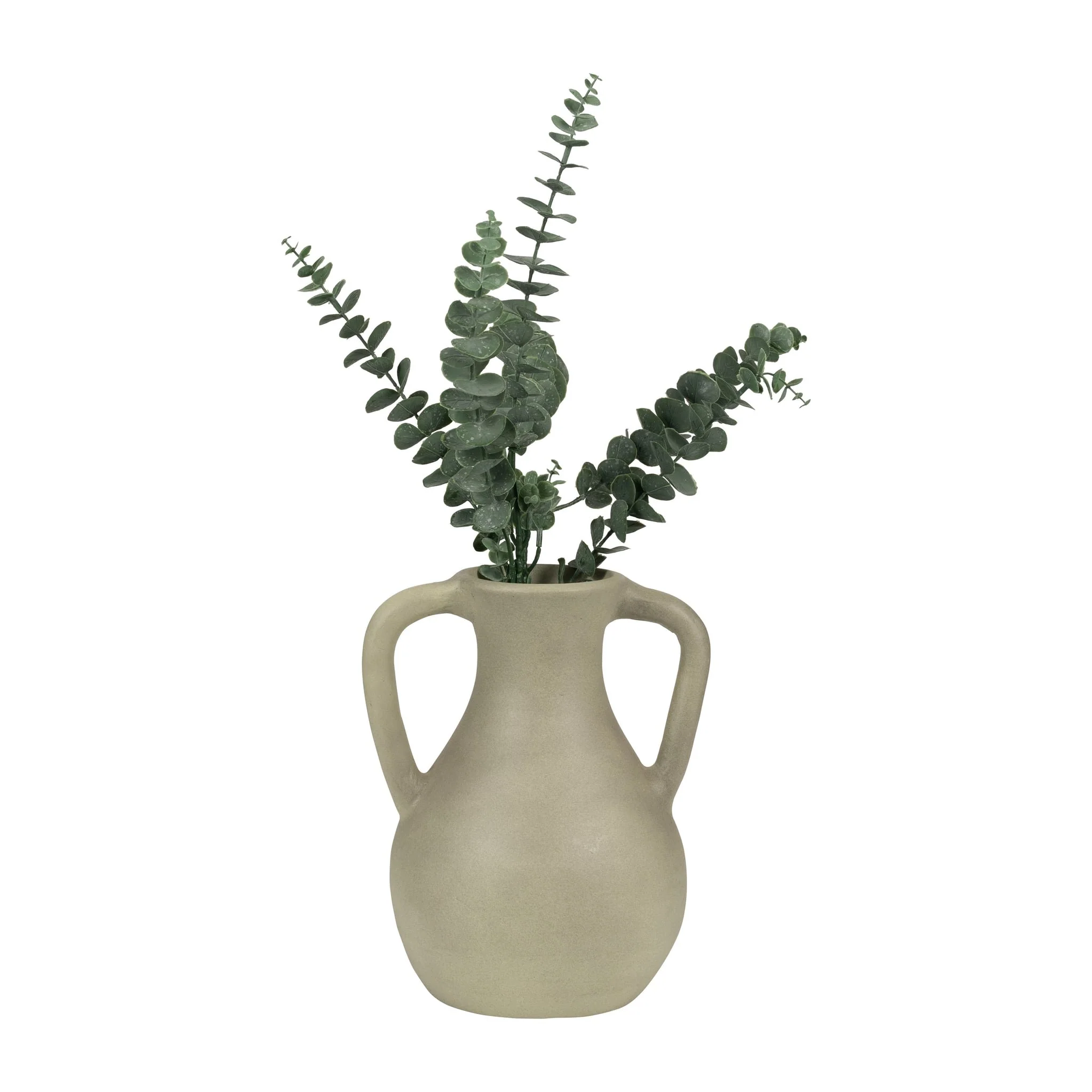 11" Terracotta Jug Vase W/ Handles, Sage Green - Image 4