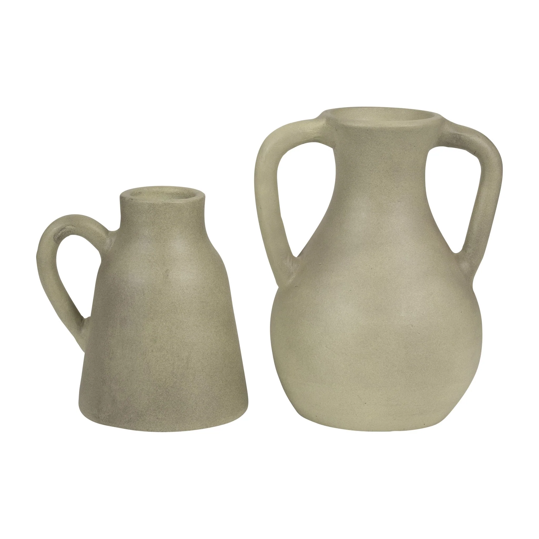 11" Terracotta Jug Vase W/ Handles, Sage Green - Image 8