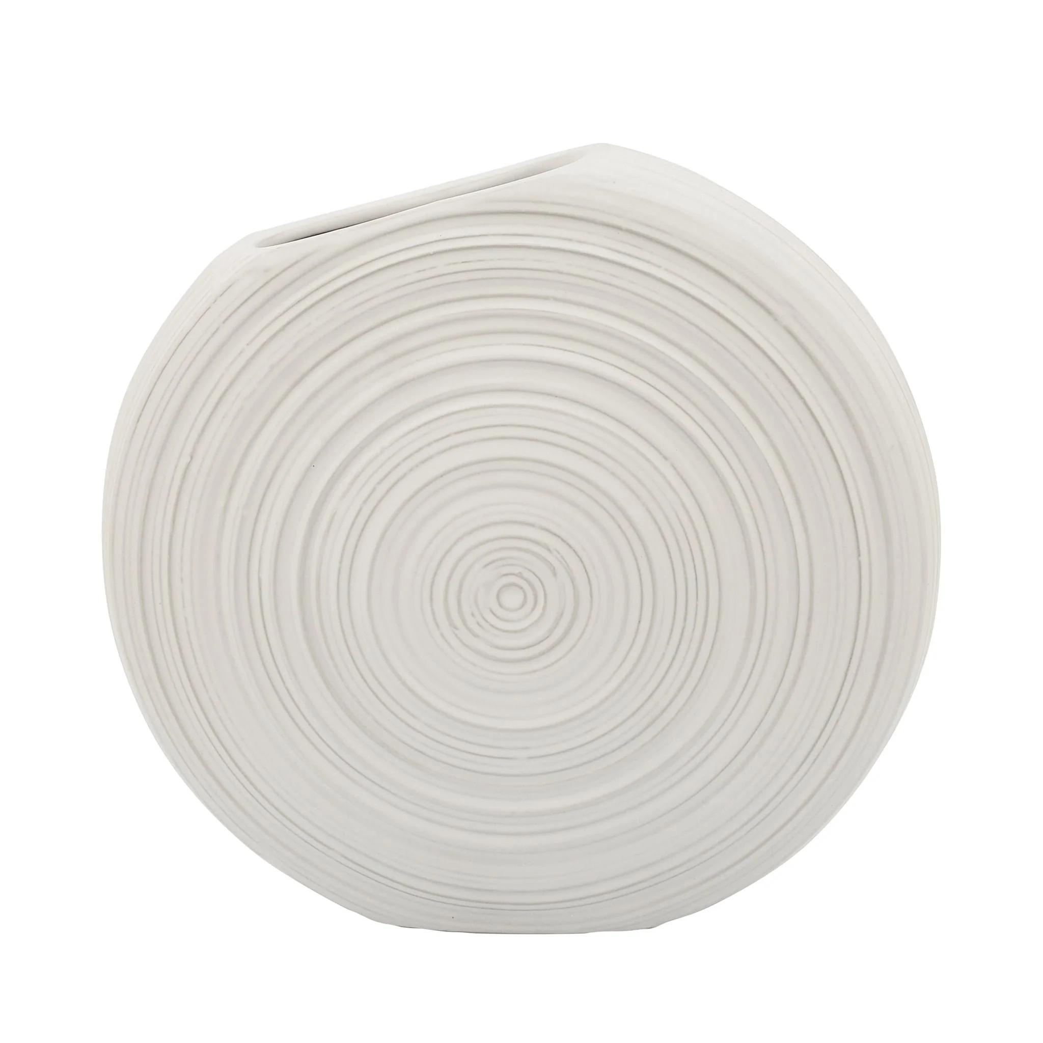 11"h Oval Swirled Vase, White - Image 5