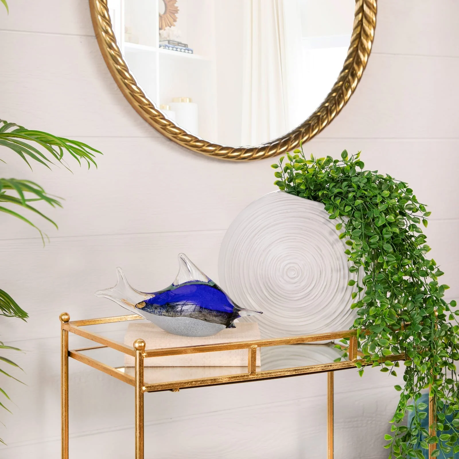 11"h Oval Swirled Vase, White - Image 8