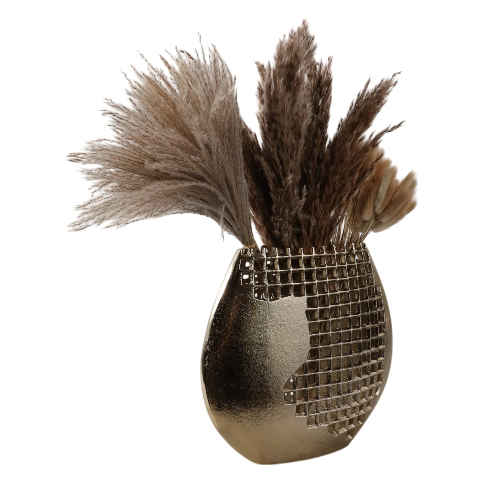 11x10" Partial Mesh Metal Vase, Gold - Image 2
