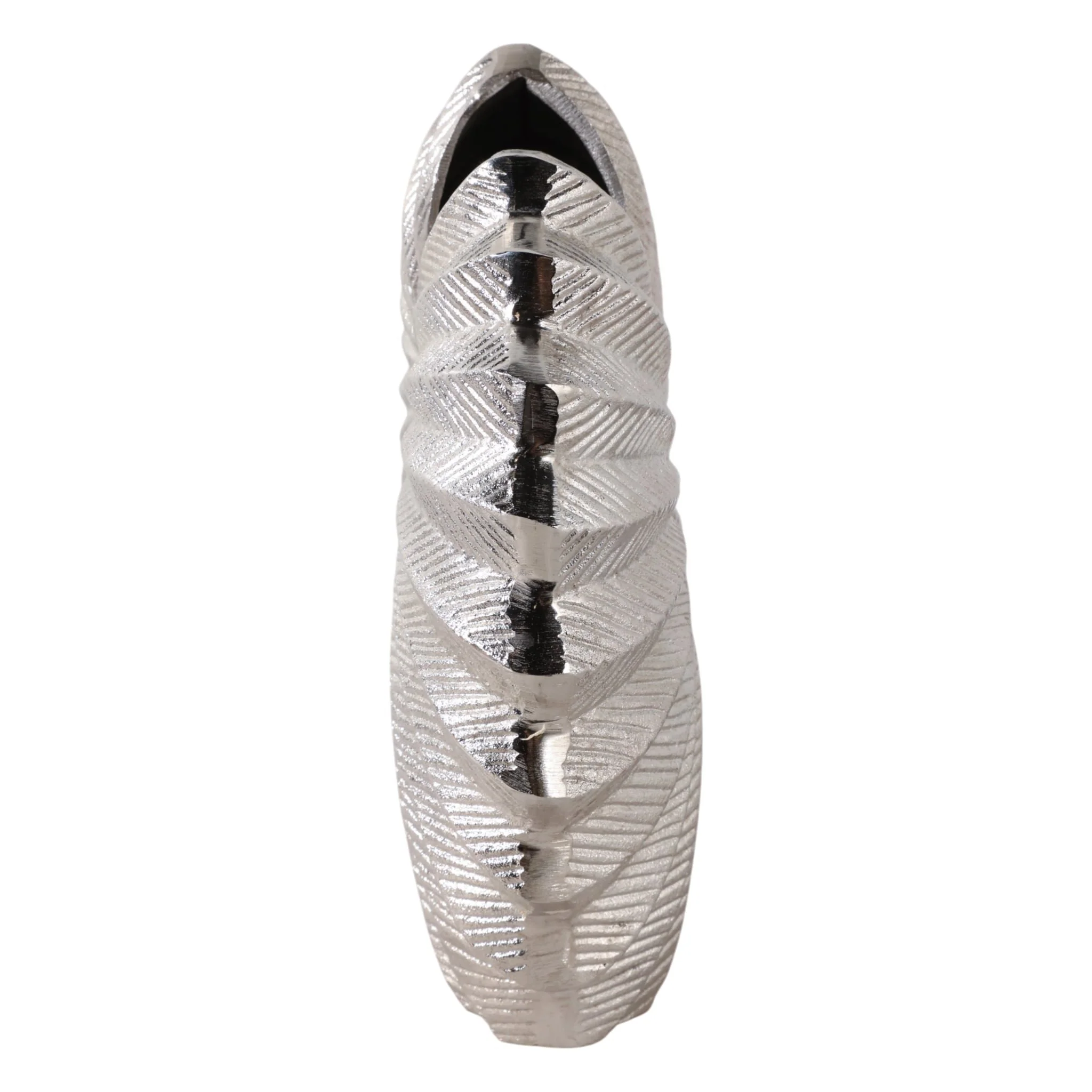 11x10" Seashell Metal Vase, Silver - Image 3