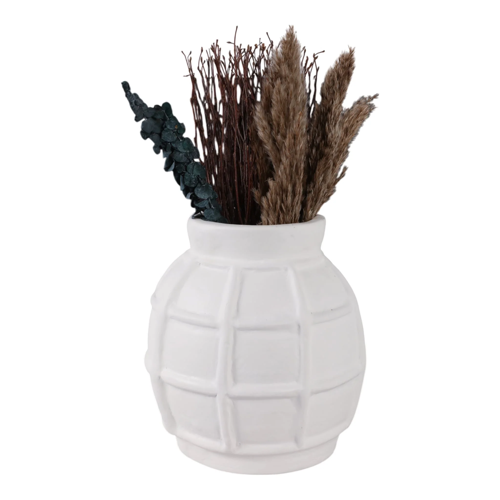 11x11" Windowpane Paper Mache Vase, White - Image 2
