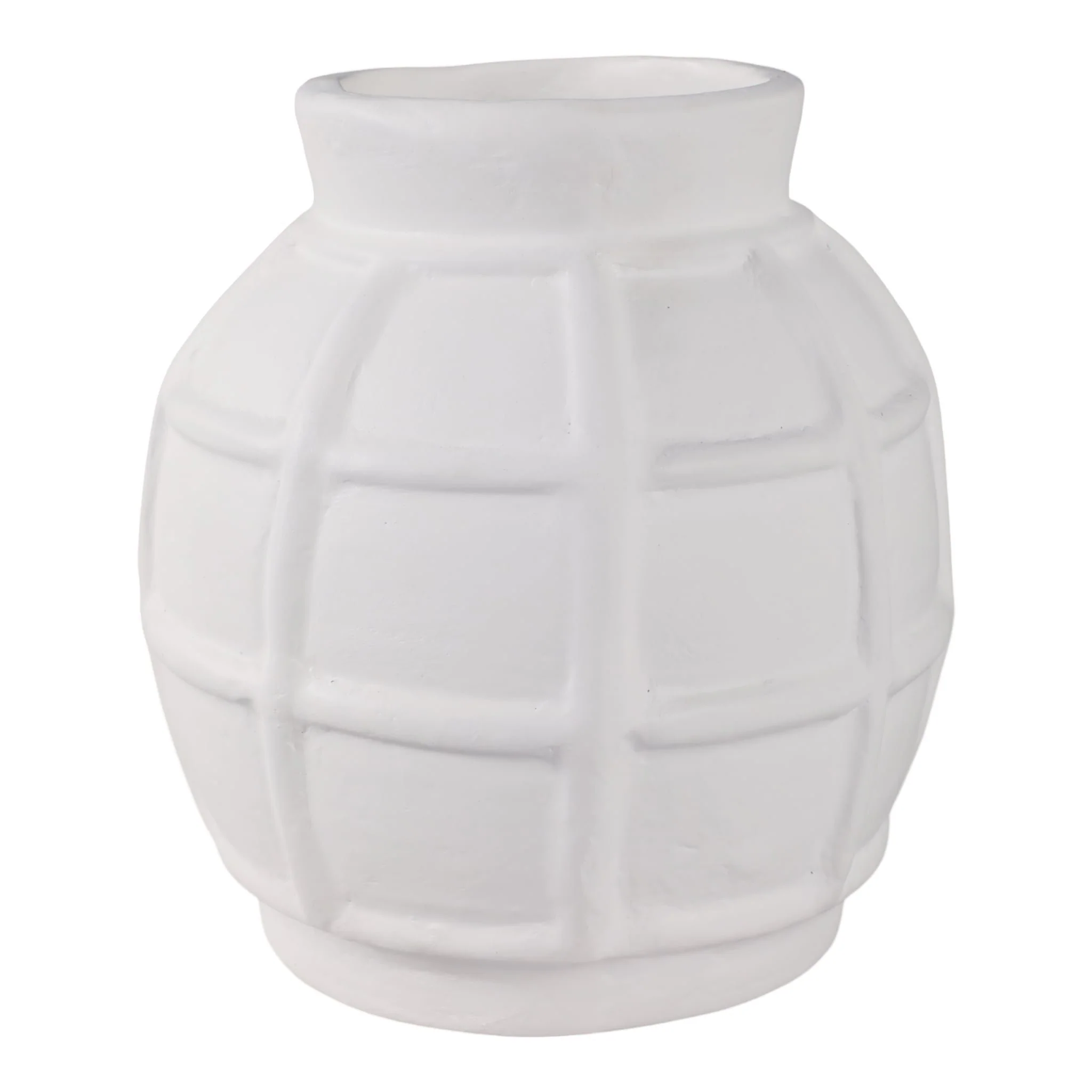 11x11" Windowpane Paper Mache Vase, White - Image 3