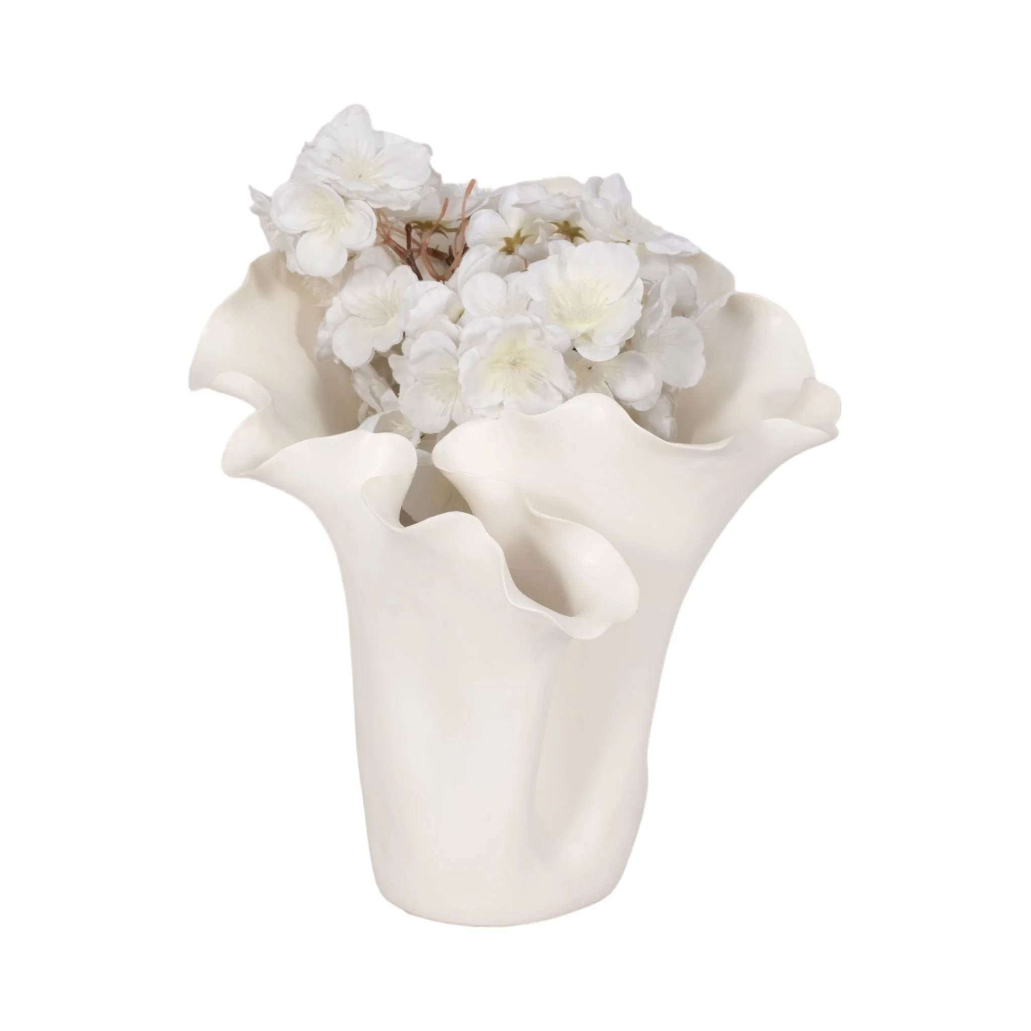 11x12" Handmade Flutter Vase, White - Image 2