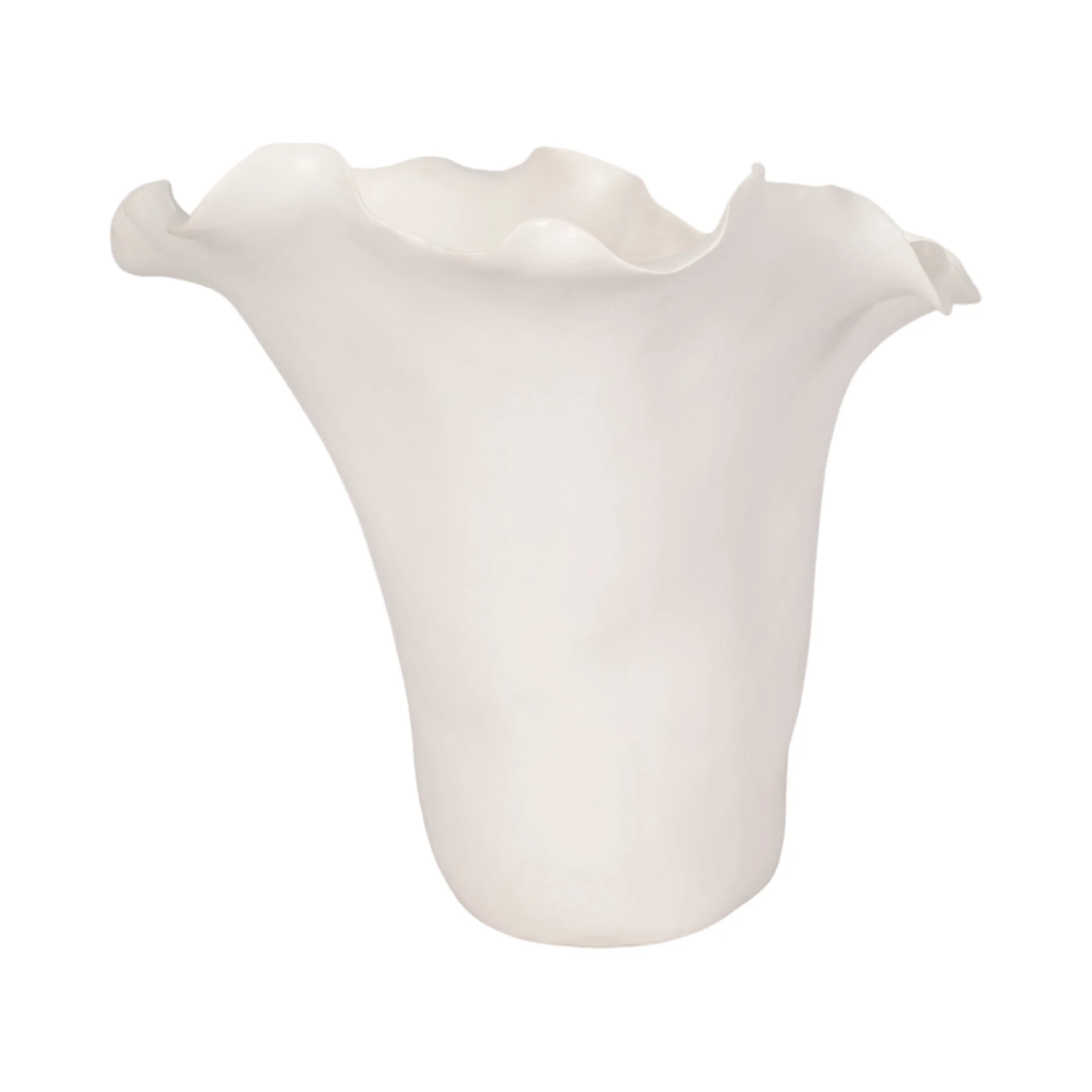 11x12" Handmade Flutter Vase, White - Image 5