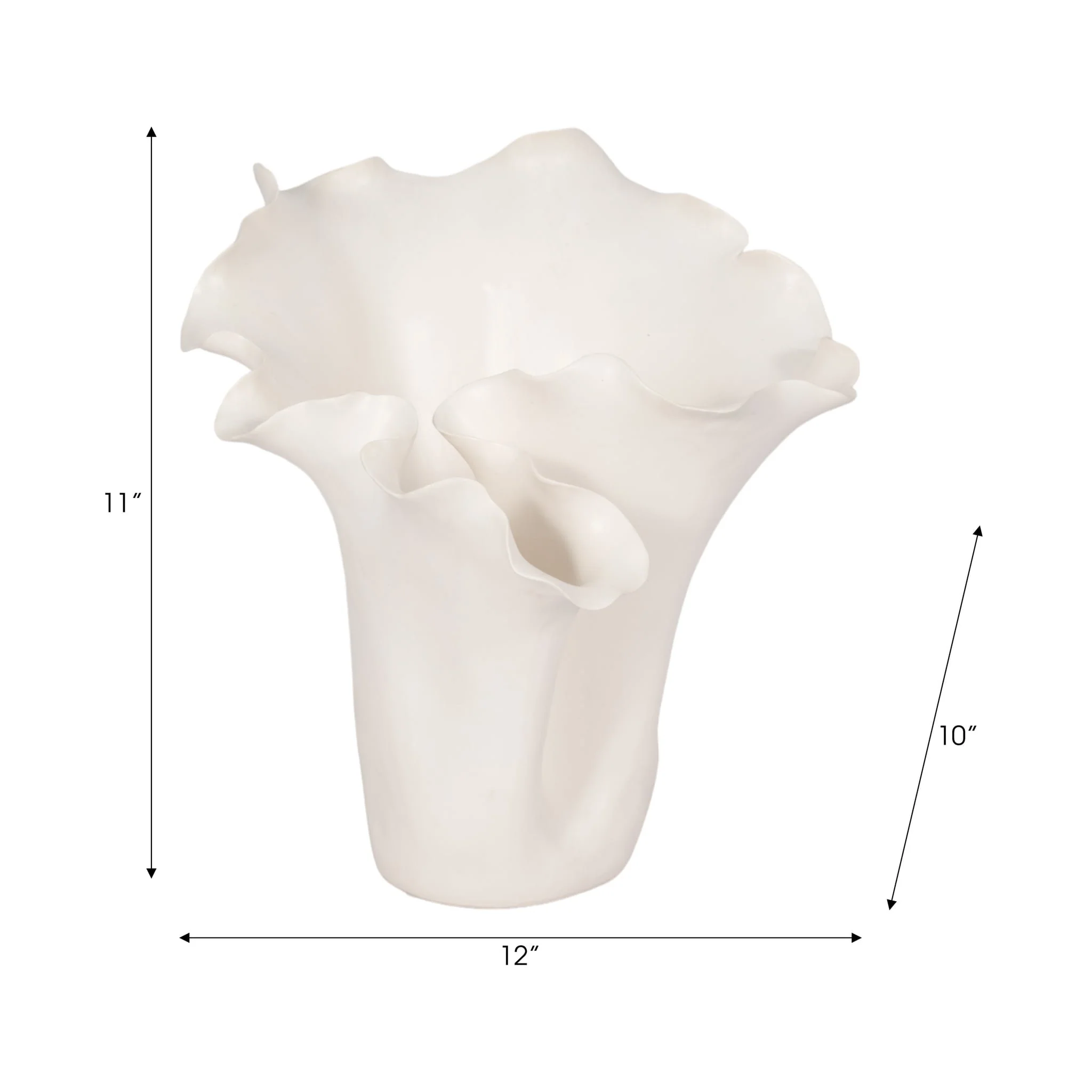 11x12" Handmade Flutter Vase, White - Image 9
