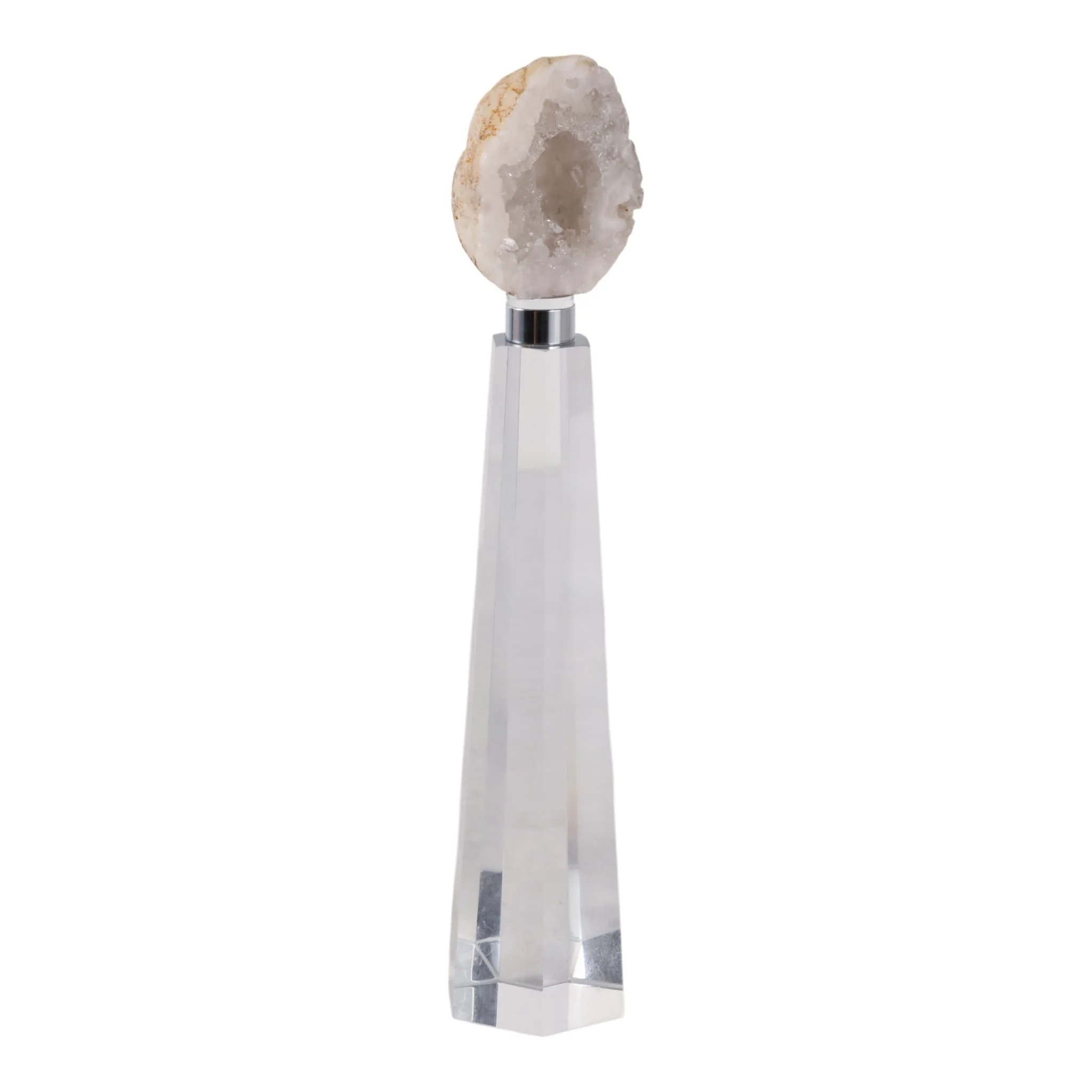 11x2" Agate On Crystal Base, White/clear - Image 2