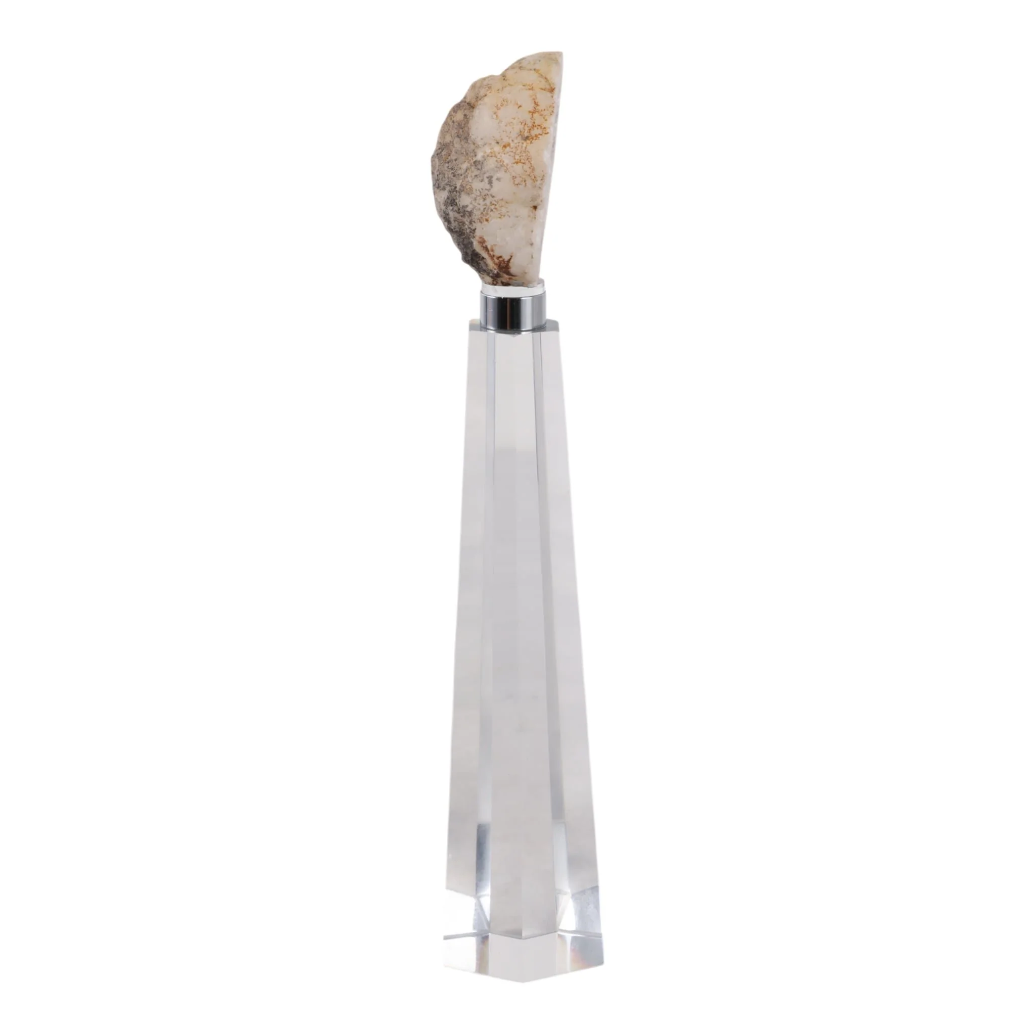 11x2" Agate On Crystal Base, White/clear - Image 3