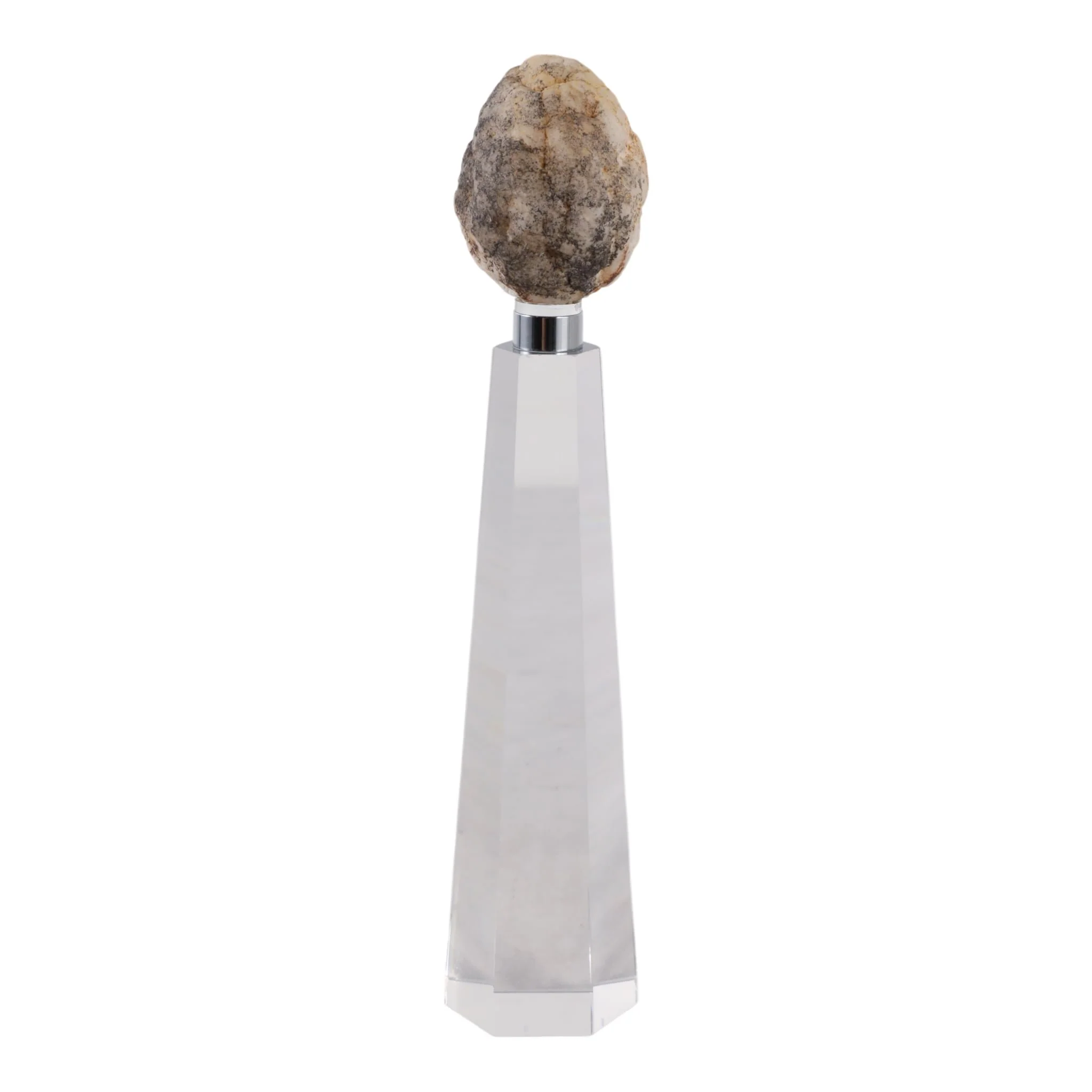 11x2" Agate On Crystal Base, White/clear - Image 4