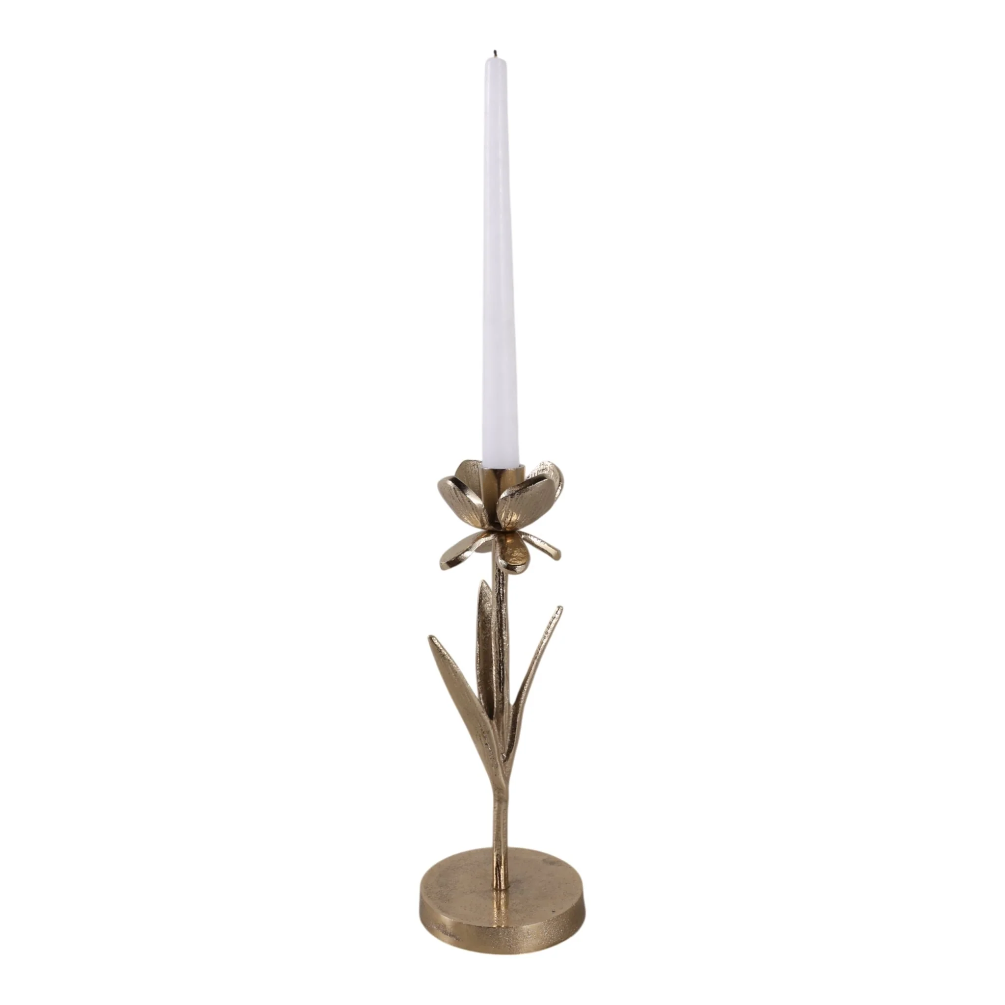11x4" Flower Bloom Taper Holder, Champagne - Image 2