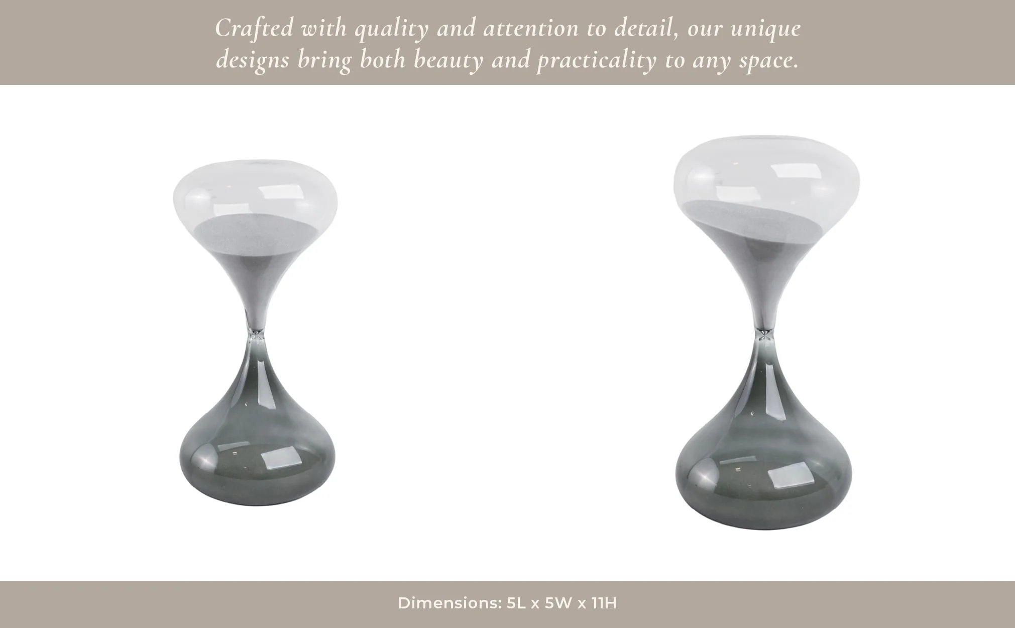 11x5" Glass 60min Modern Sandtimer, Smoke - Image 12
