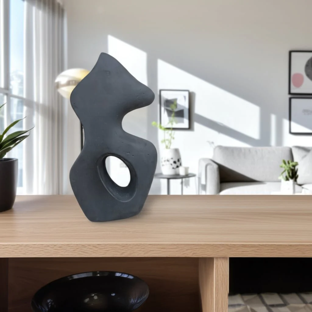 11x6" Paper Mache Squiggle Sculpture, Black - Image 11