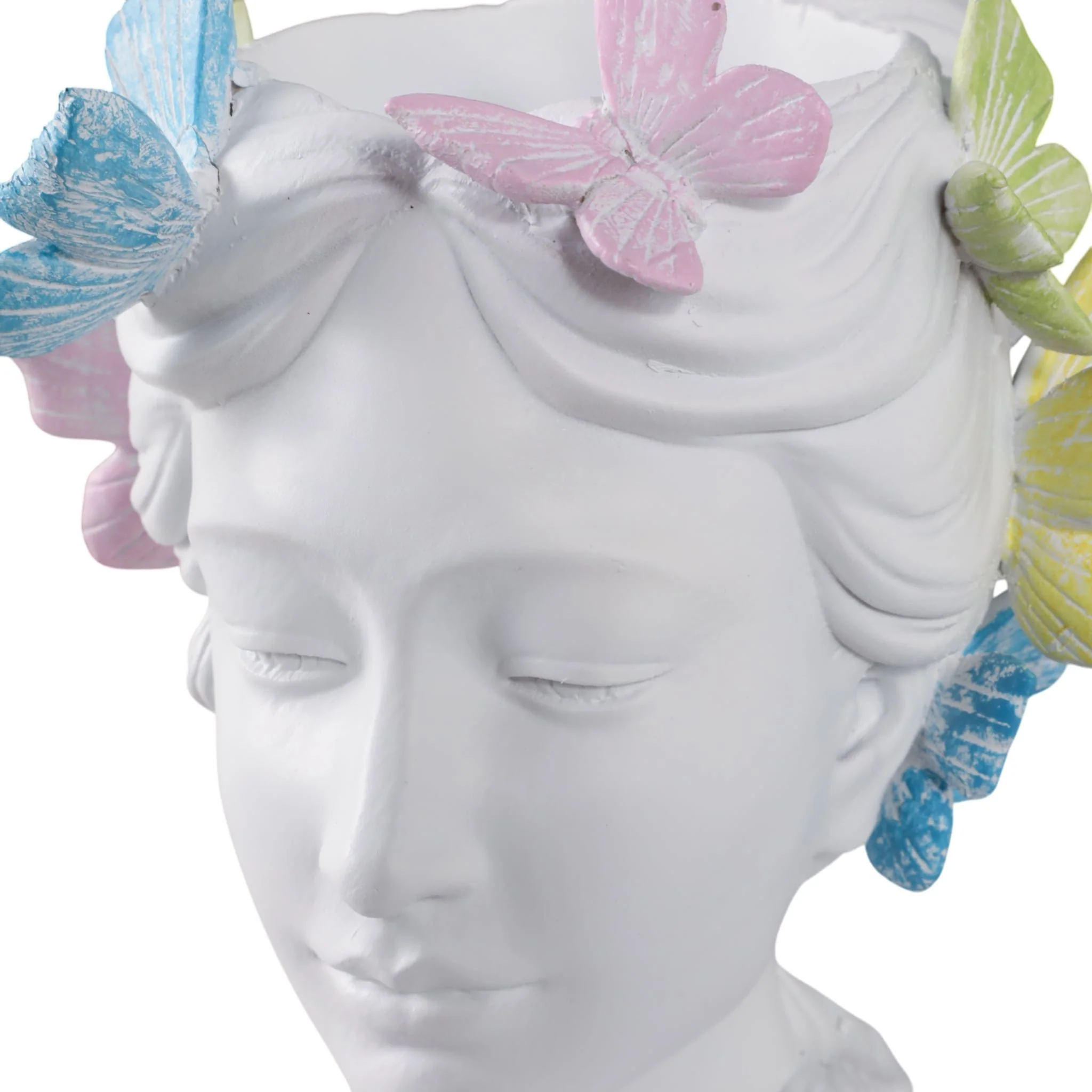 11x7" Lady With Butterflies Planter, White Multi - Image 4