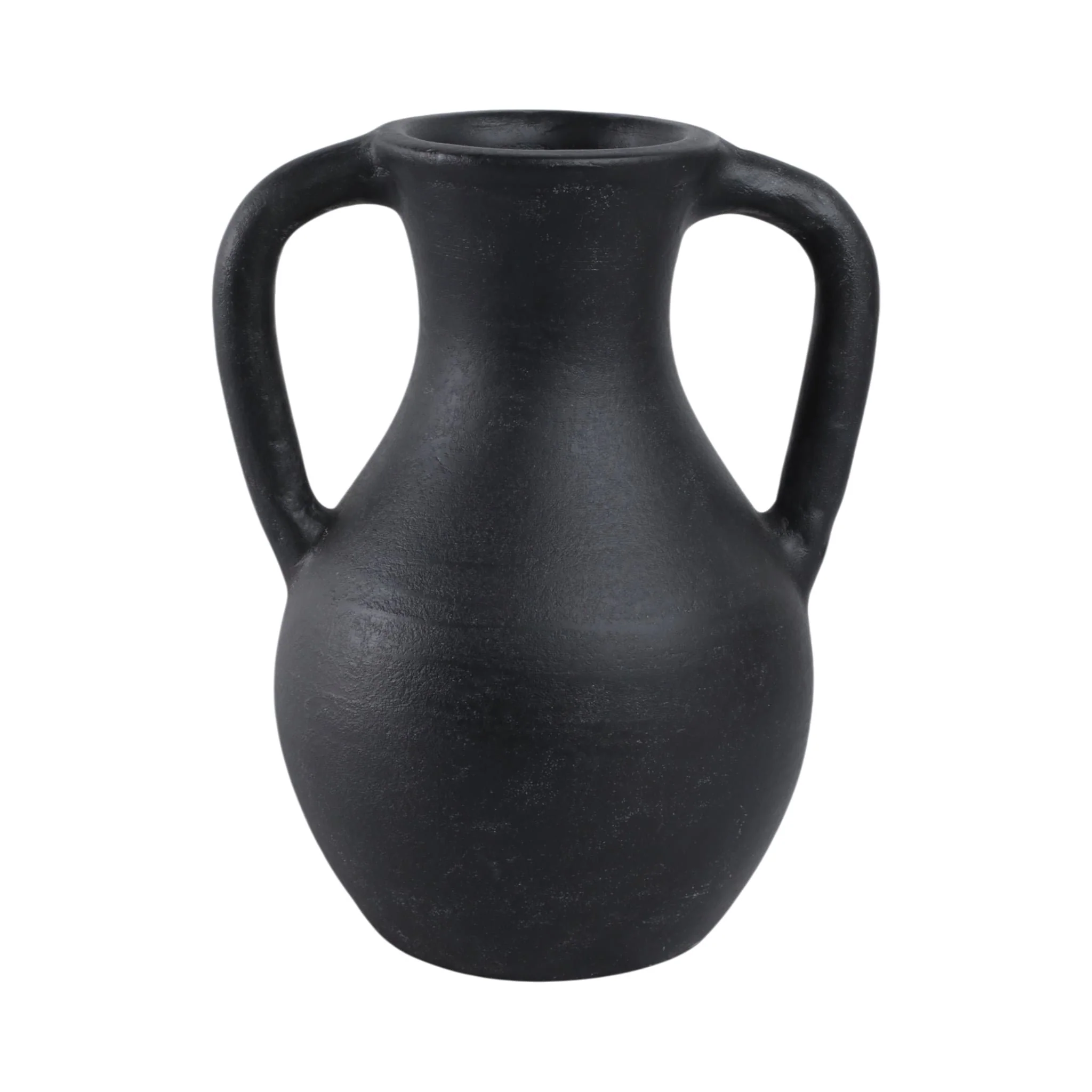 11x9" Terracotta Jug Vase With Handles, Black - Image 5
