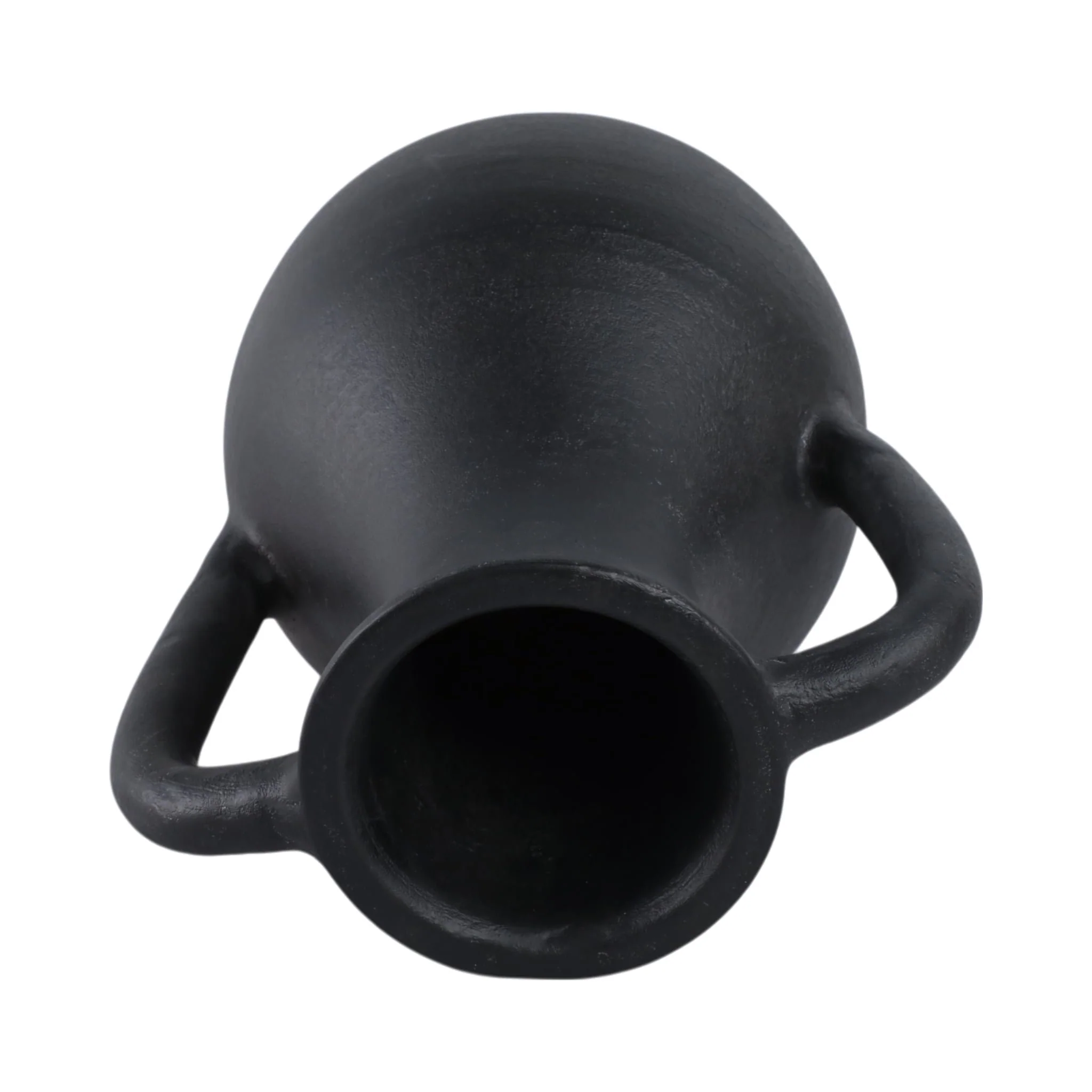 11x9" Terracotta Jug Vase With Handles, Black - Image 7