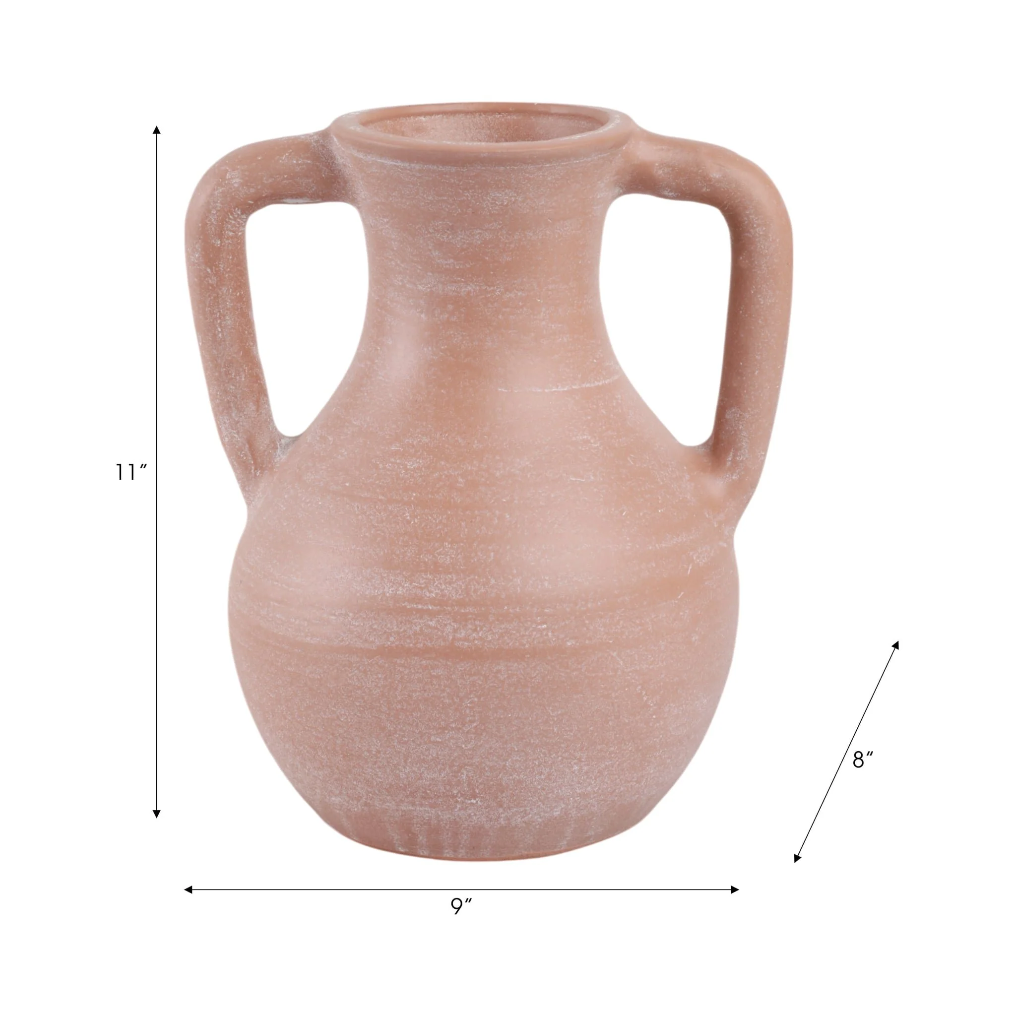 11x9" Terracotta Jug Vase With Handles, Light Natu - Image 8