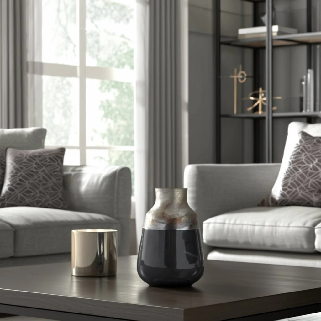 12" 2-tone Glass Vase, Grey Multi - Image 12