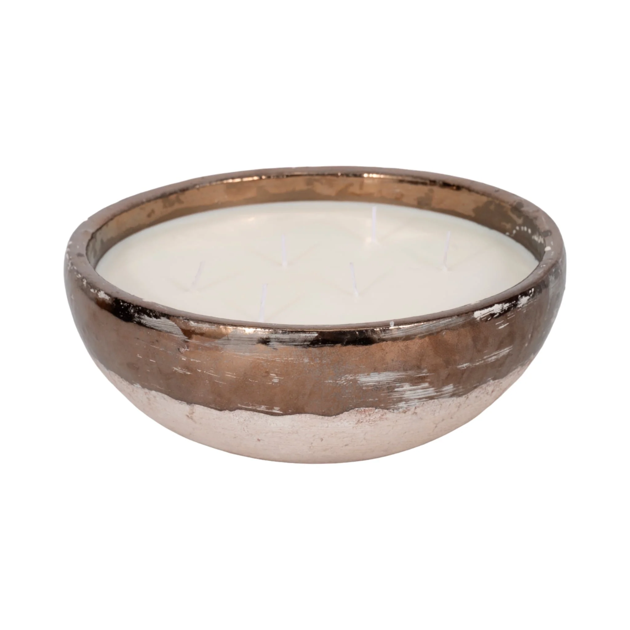 12" 57 Oz Pine Bowl Candle, Grey/gold - Image 2