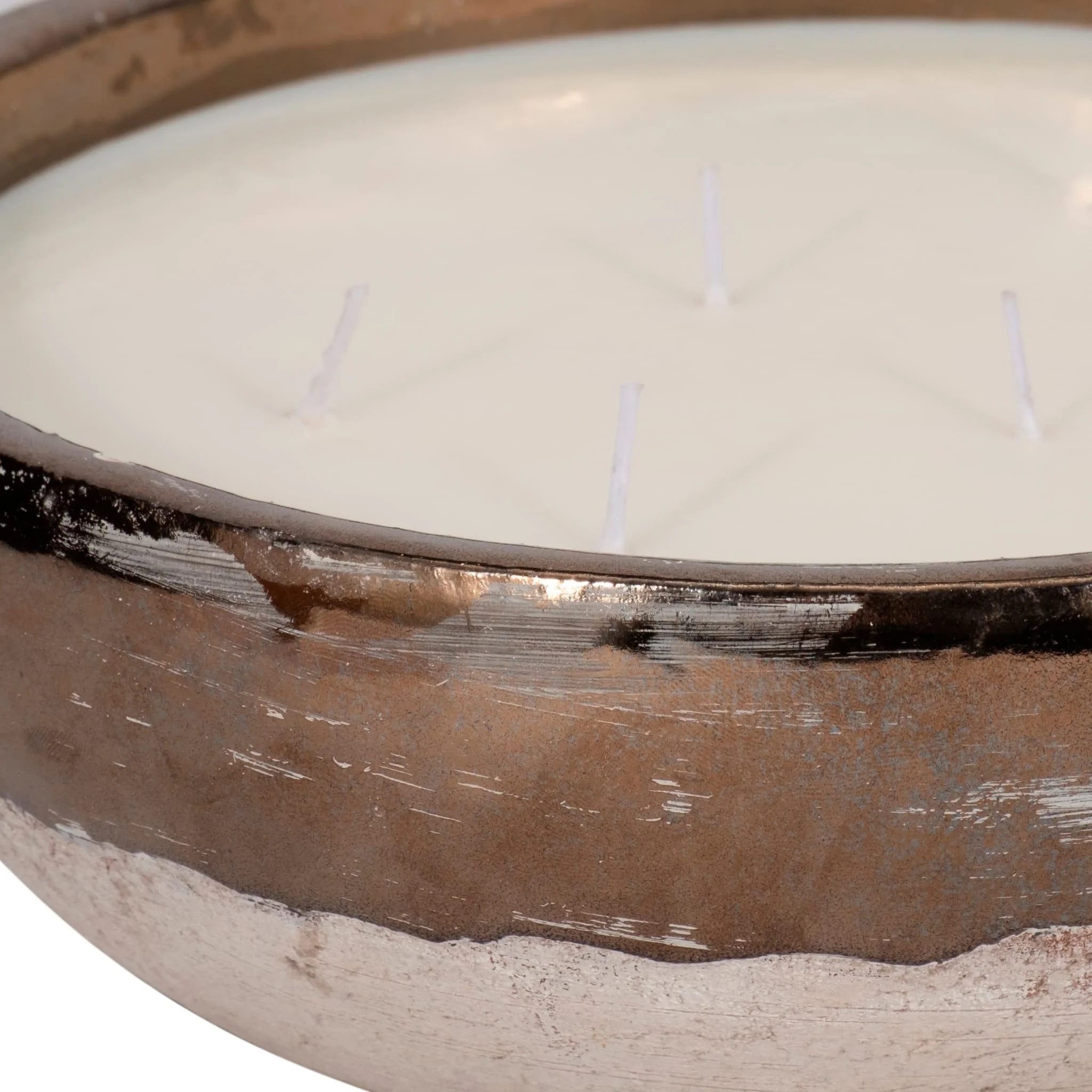 12" 57 Oz Pine Bowl Candle, Grey/gold - Image 5