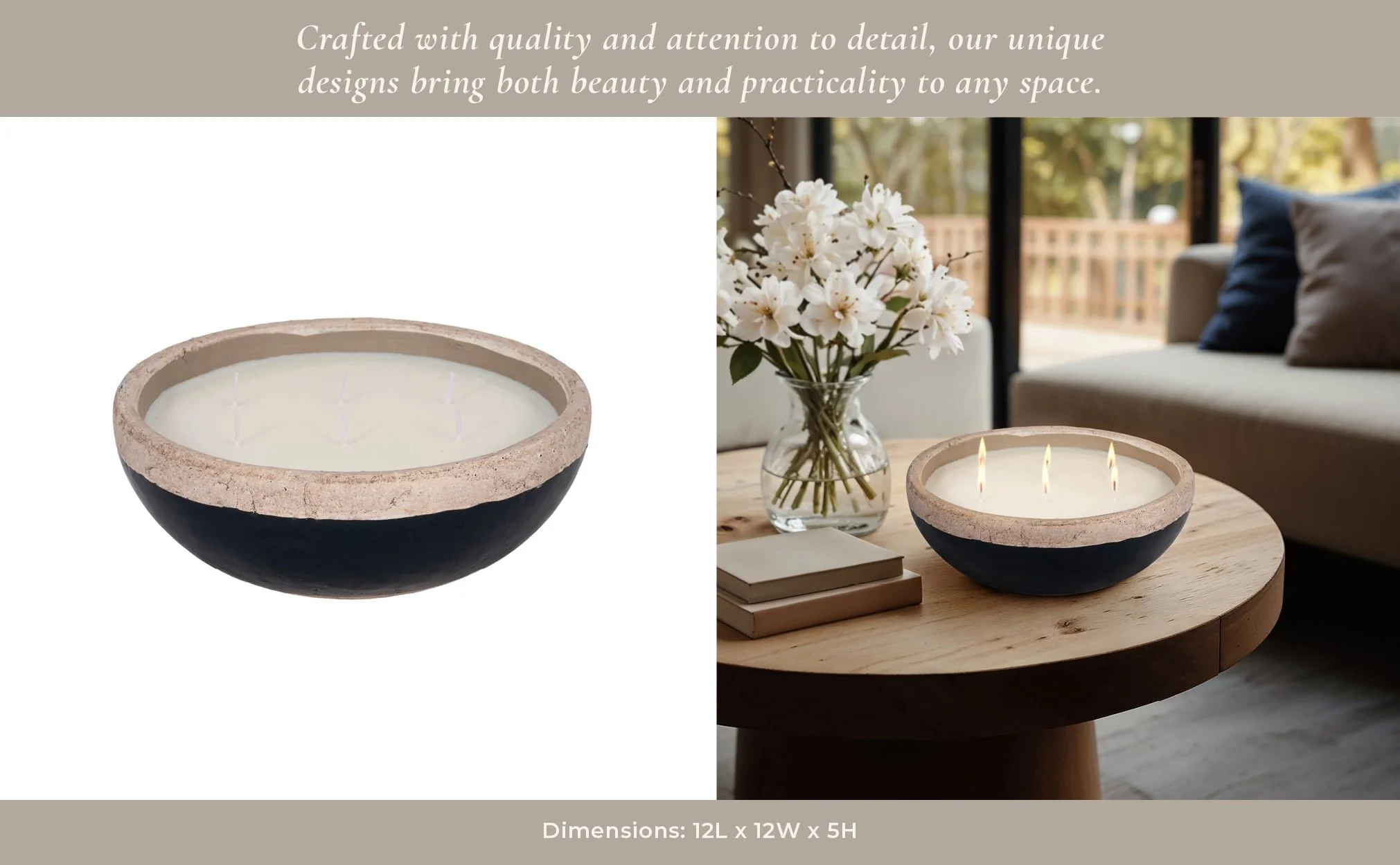 12" 57 Oz Spiced Cranberry Bowl Candle, Dark Blue - Image 11