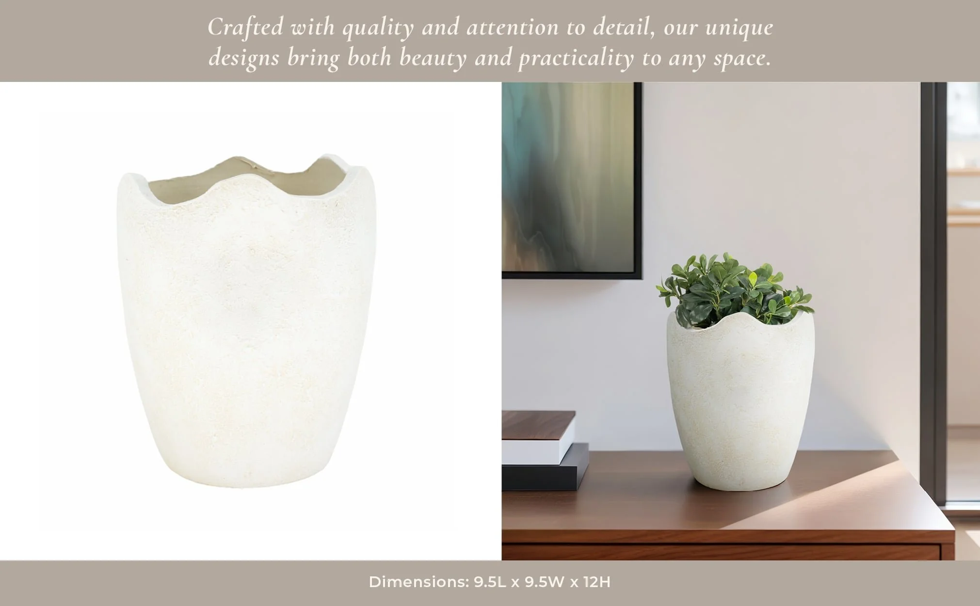 12" Abstract Textured Terracotta Vase, Ivory - Image 12