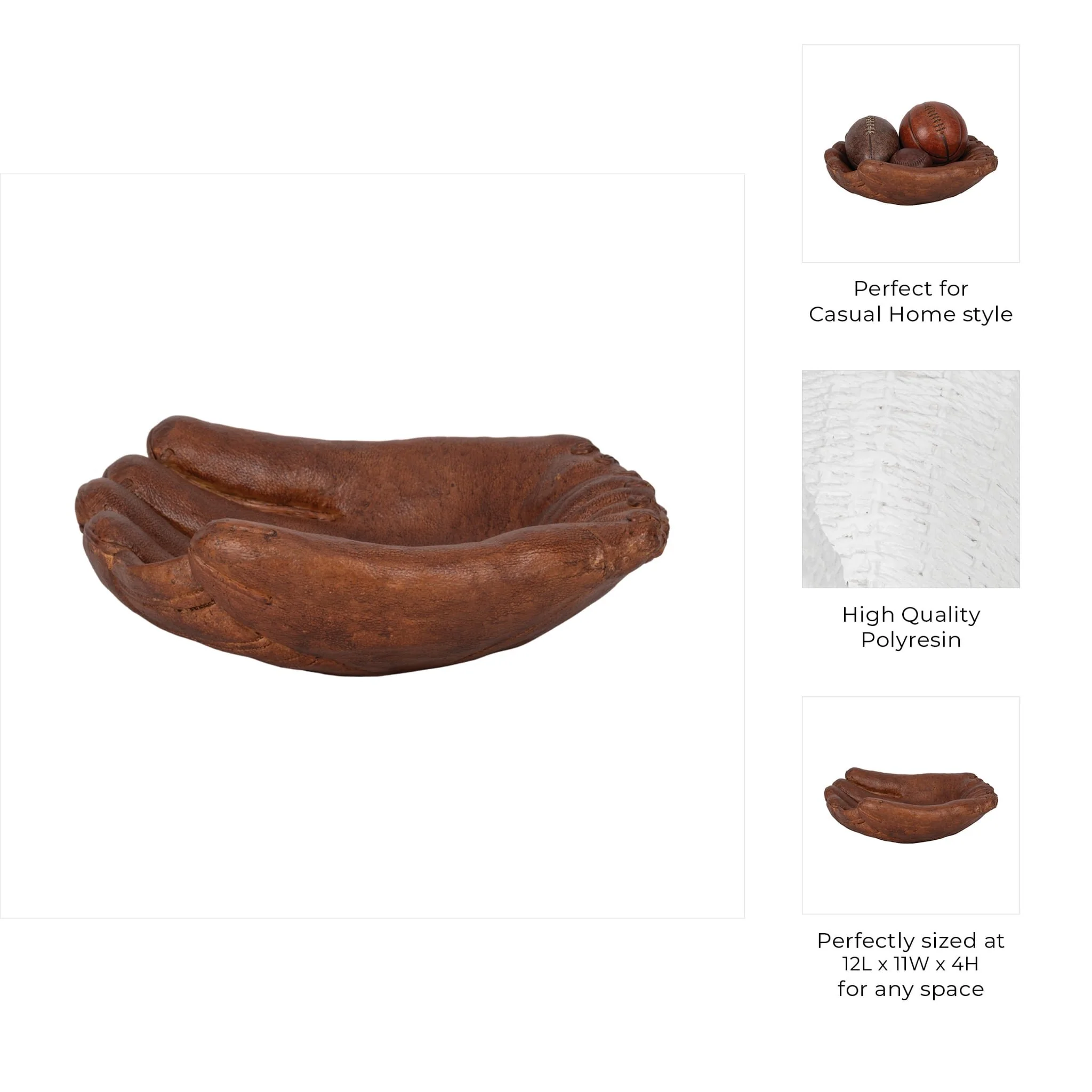 12" Baseball Glove, Brown - Image 10