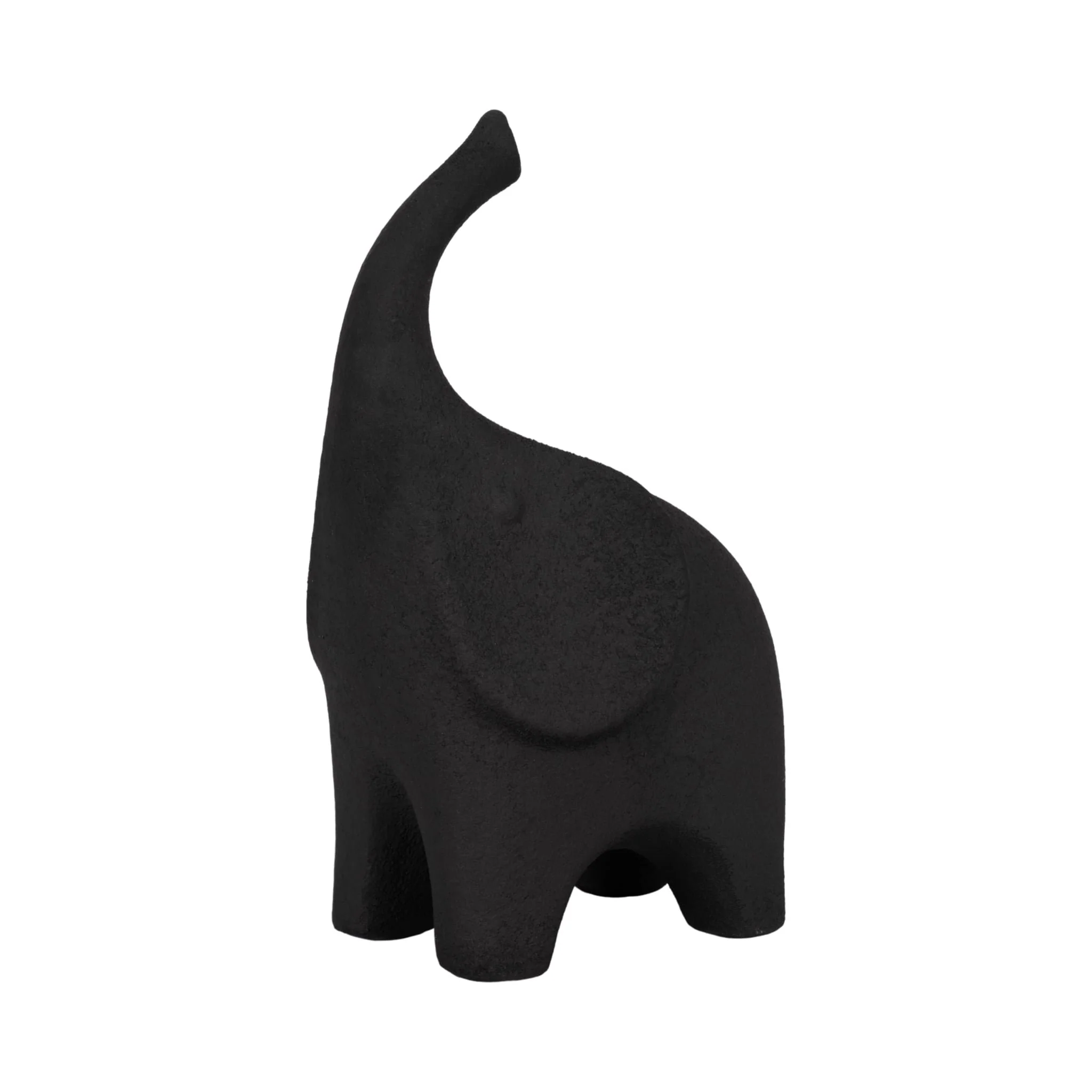 12" Big Ear Elephant With Rough Texture, Black - Image 2