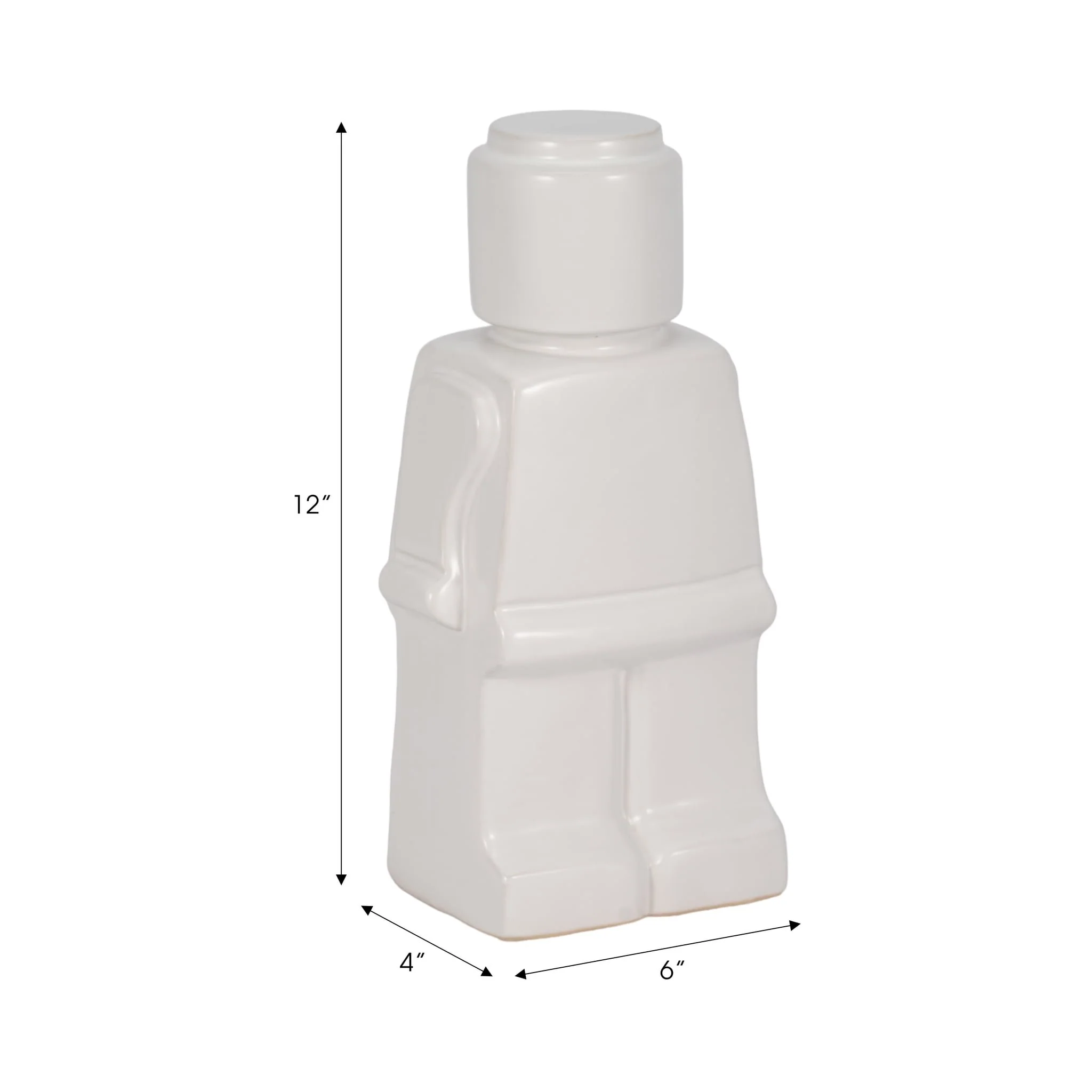 12" Block Man Figure, White - Image 8
