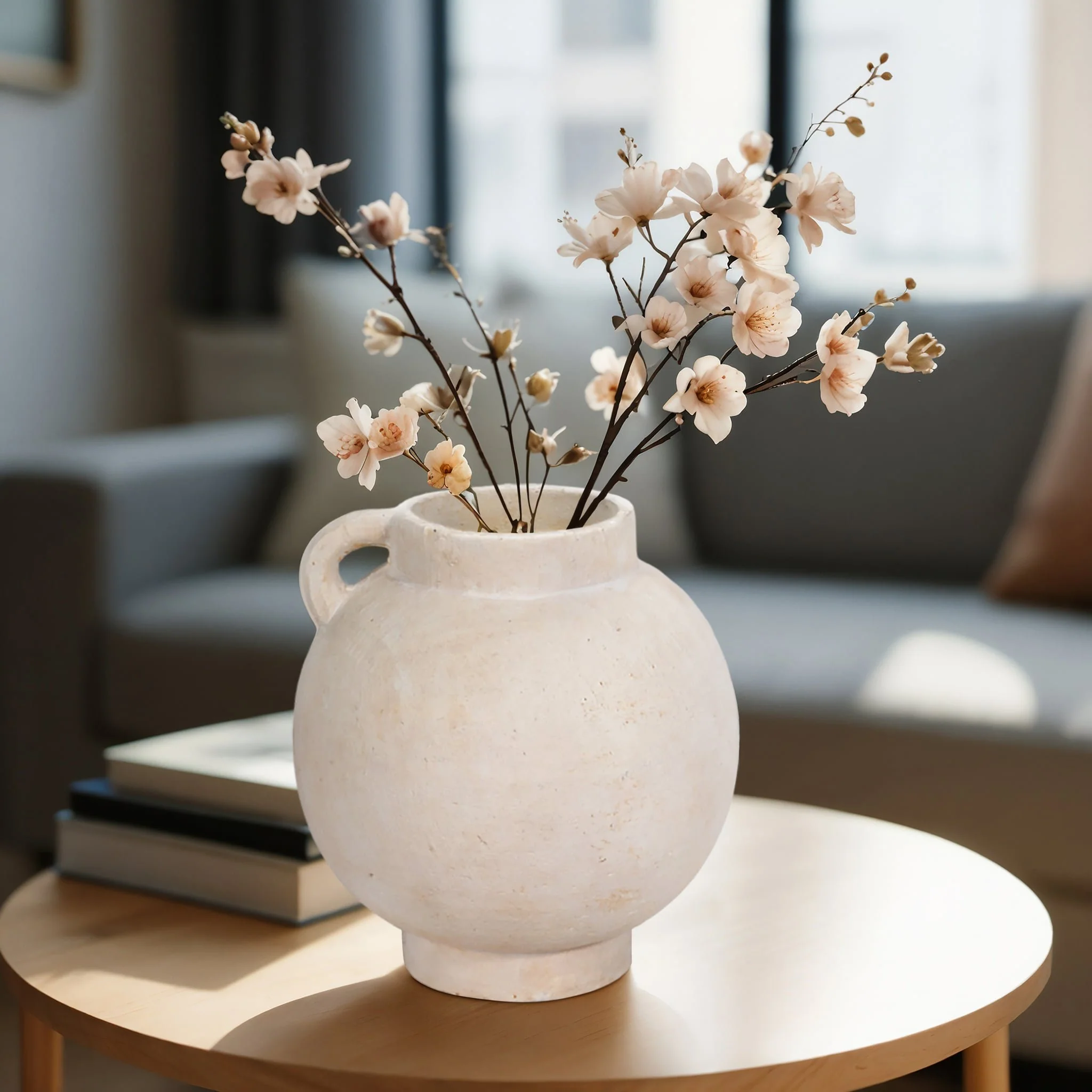 12" Bulbous Jug With Handle, White - Image 10