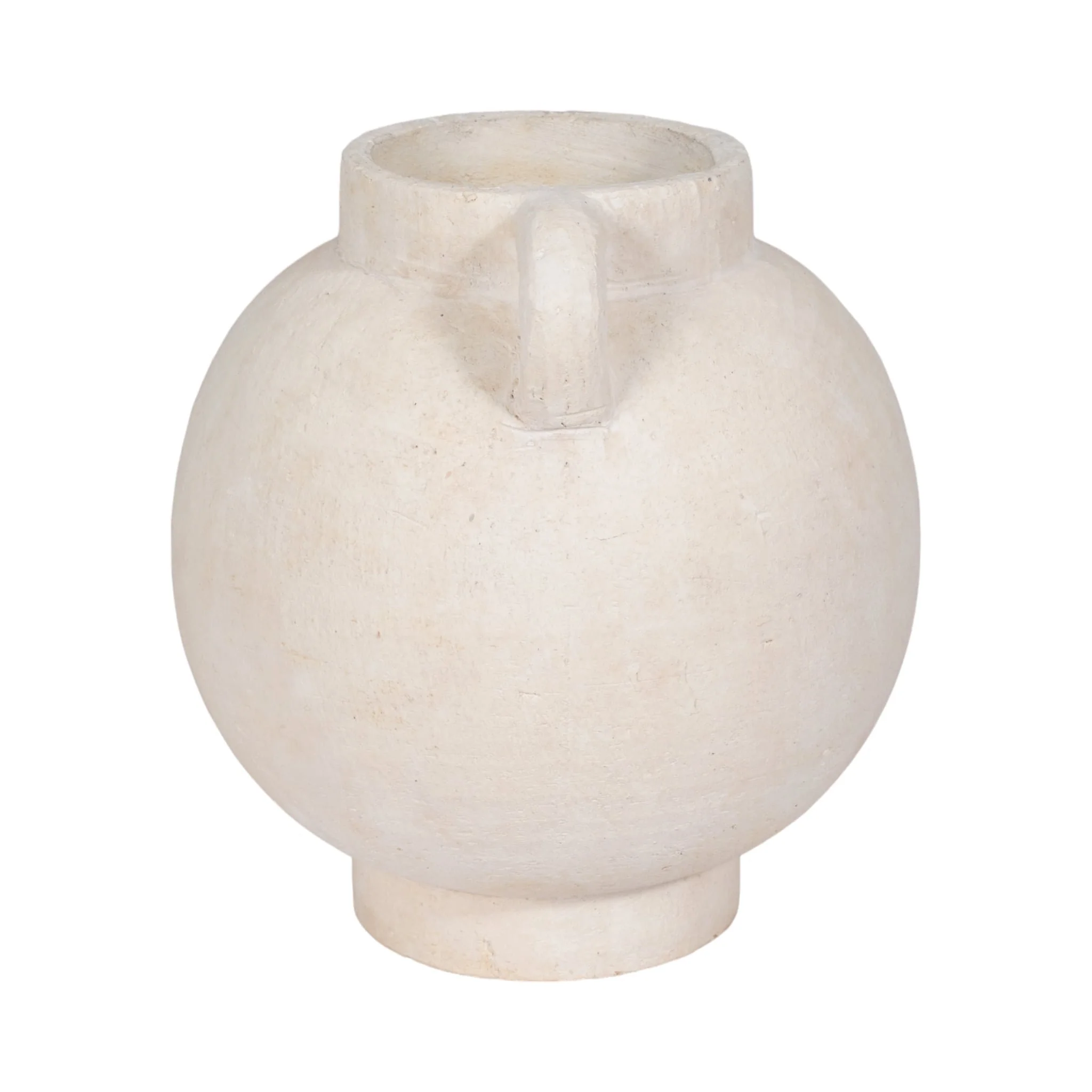 12" Bulbous Jug With Handle, White - Image 3