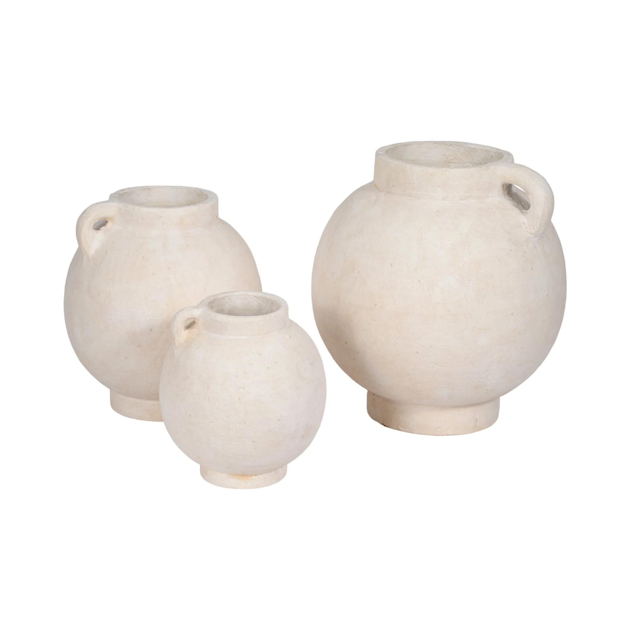 12" Bulbous Jug With Handle, White - Image 7