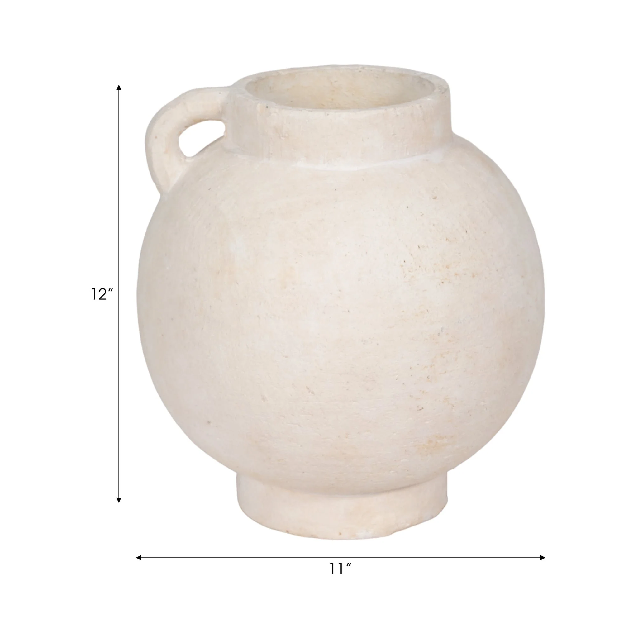 12" Bulbous Jug With Handle, White - Image 8