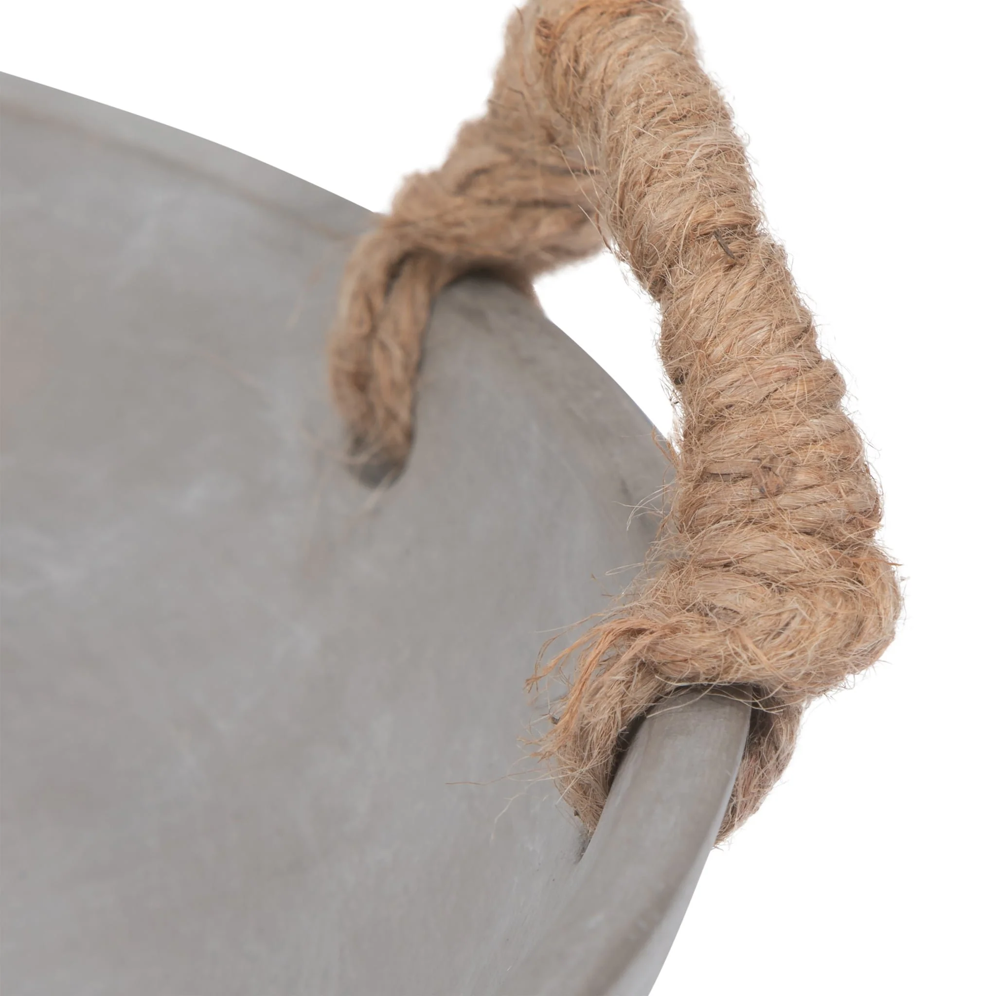 12" Cement Bowl W/ Woven Handles, Grey - Image 5