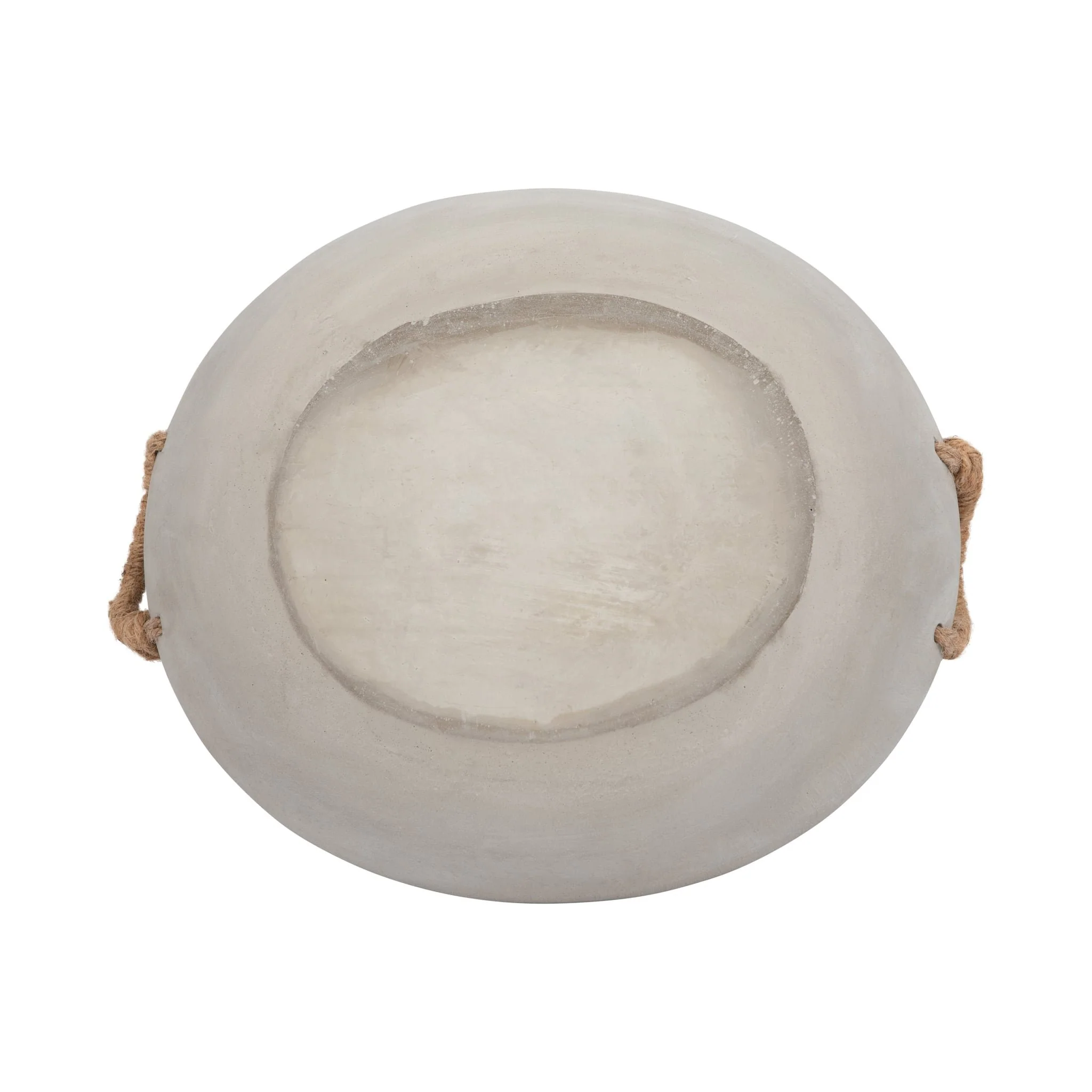 12" Cement Bowl W/ Woven Handles, Grey - Image 8