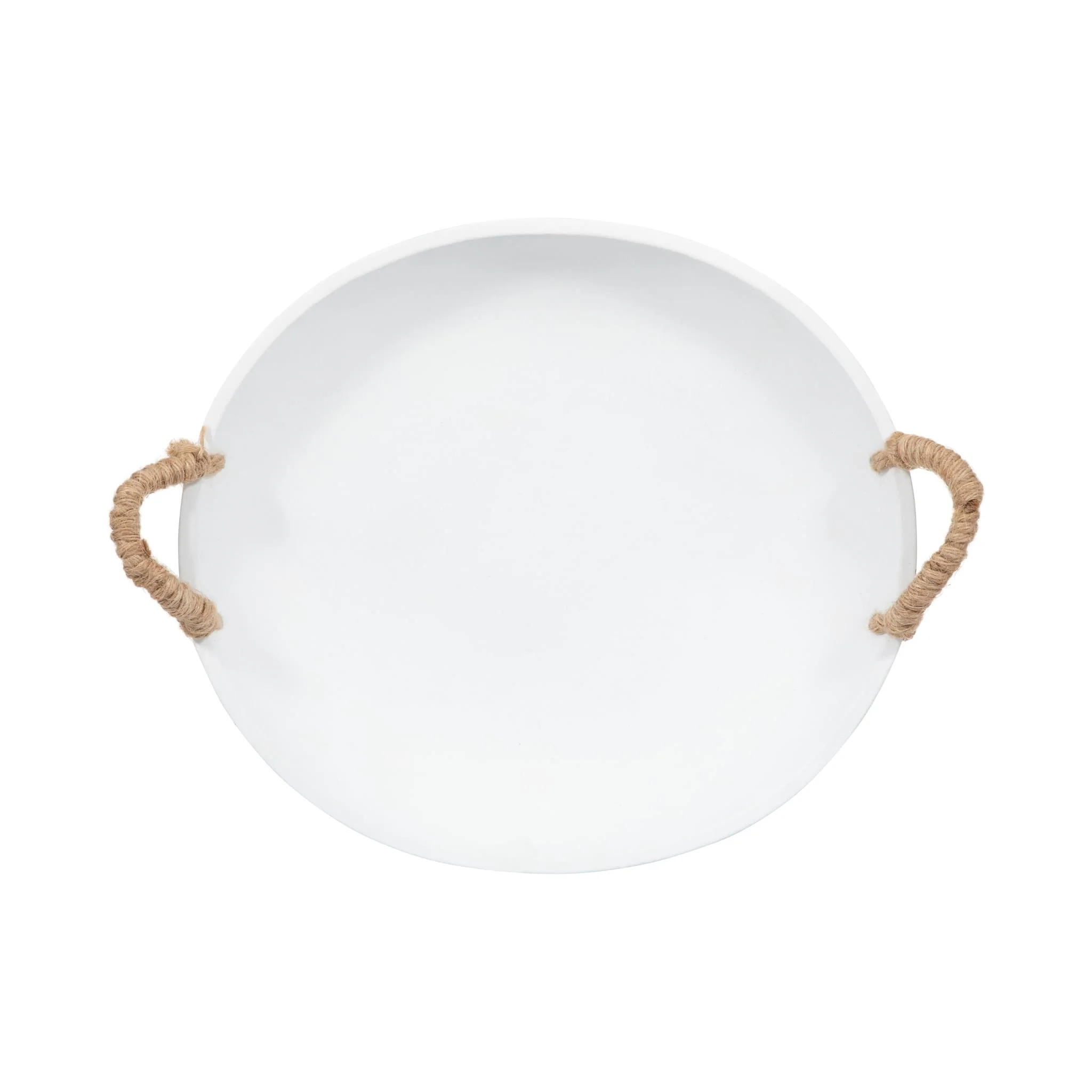 12" Cement Bowl W/ Woven Handles, White - Image 6