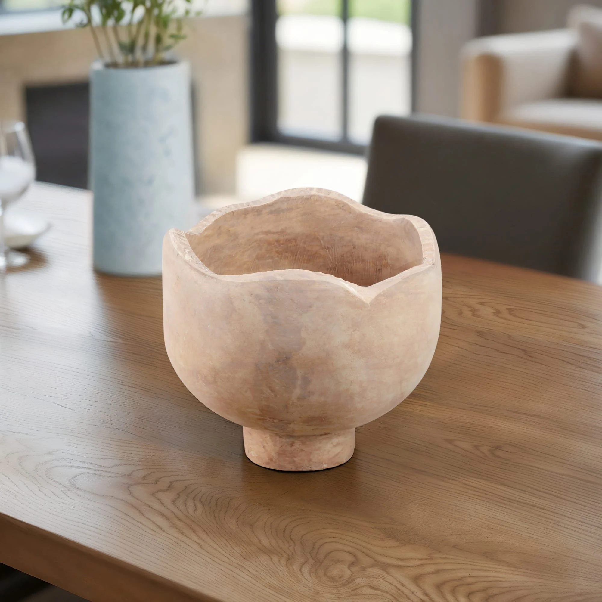 12" Cement Rounded Bowl, Ivory - Image 10