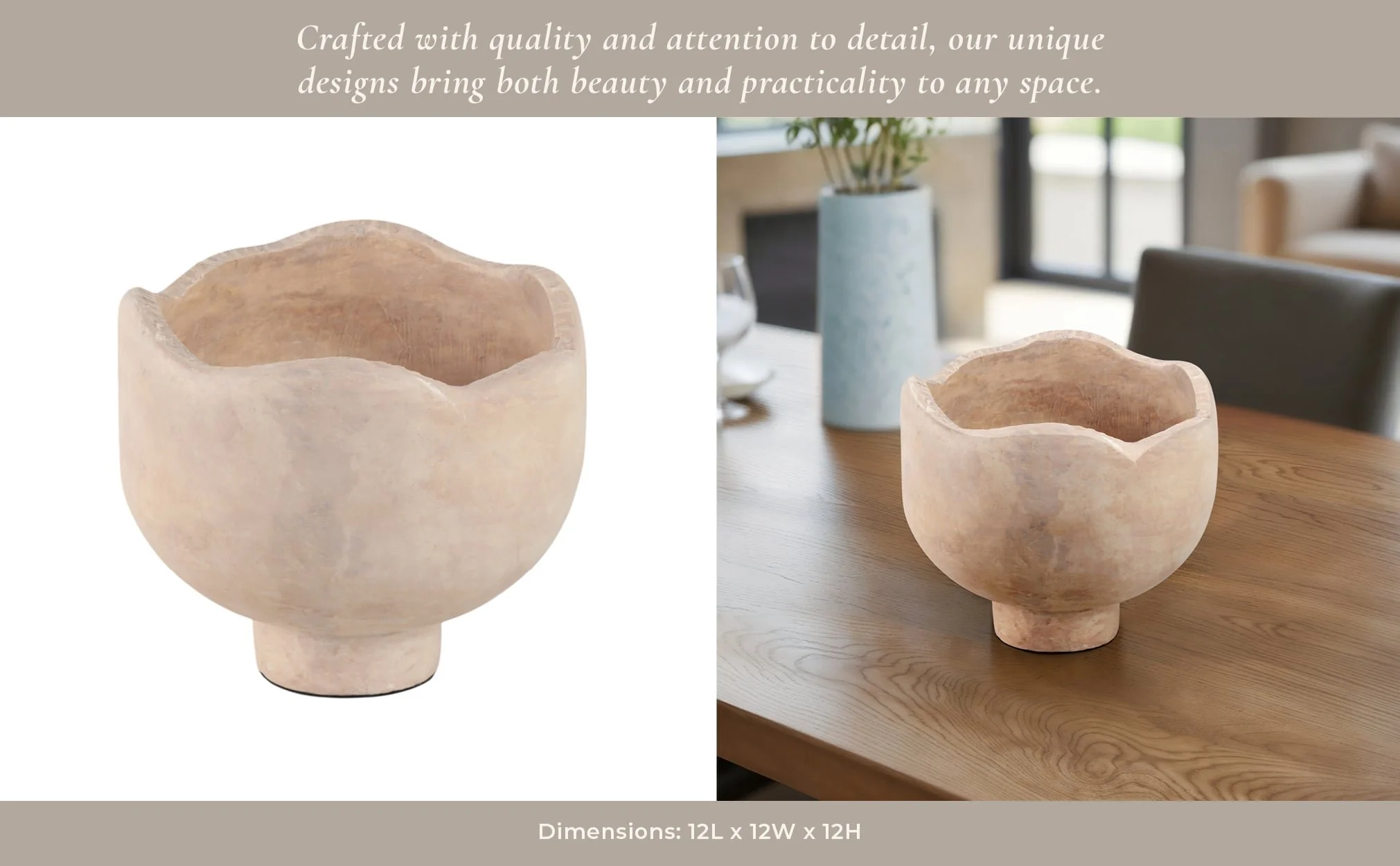 12" Cement Rounded Bowl, Ivory - Image 11