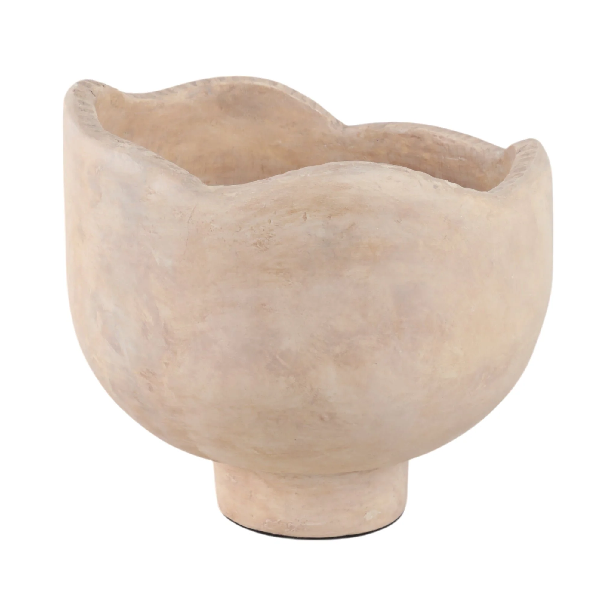 12" Cement Rounded Bowl, Ivory - Image 3